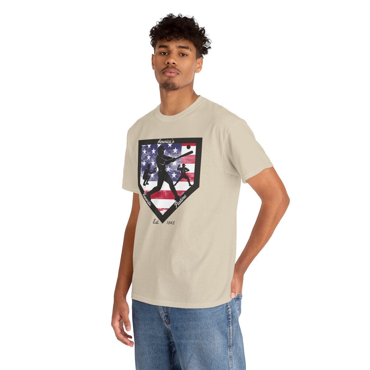 Baseball Home Plate American Flag T‑Shirt – America's Favorite Pastime Design