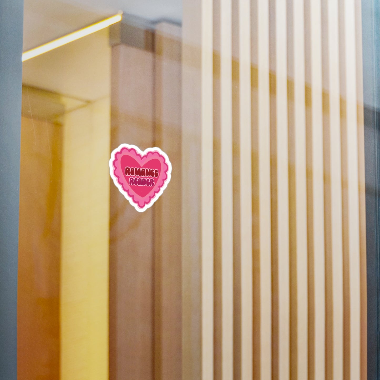 Romance Reader Heart Sticker — Pink Kiss-Cut Vinyl Decal