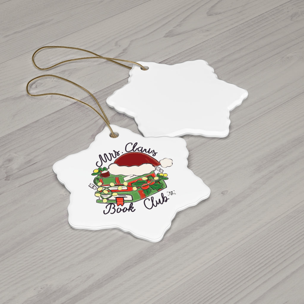Mrs. Claus Book Club Ceramic Christmas Ornament