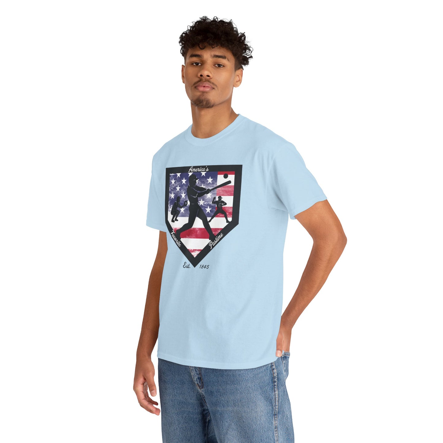 Baseball Home Plate American Flag T‑Shirt – America's Favorite Pastime Design