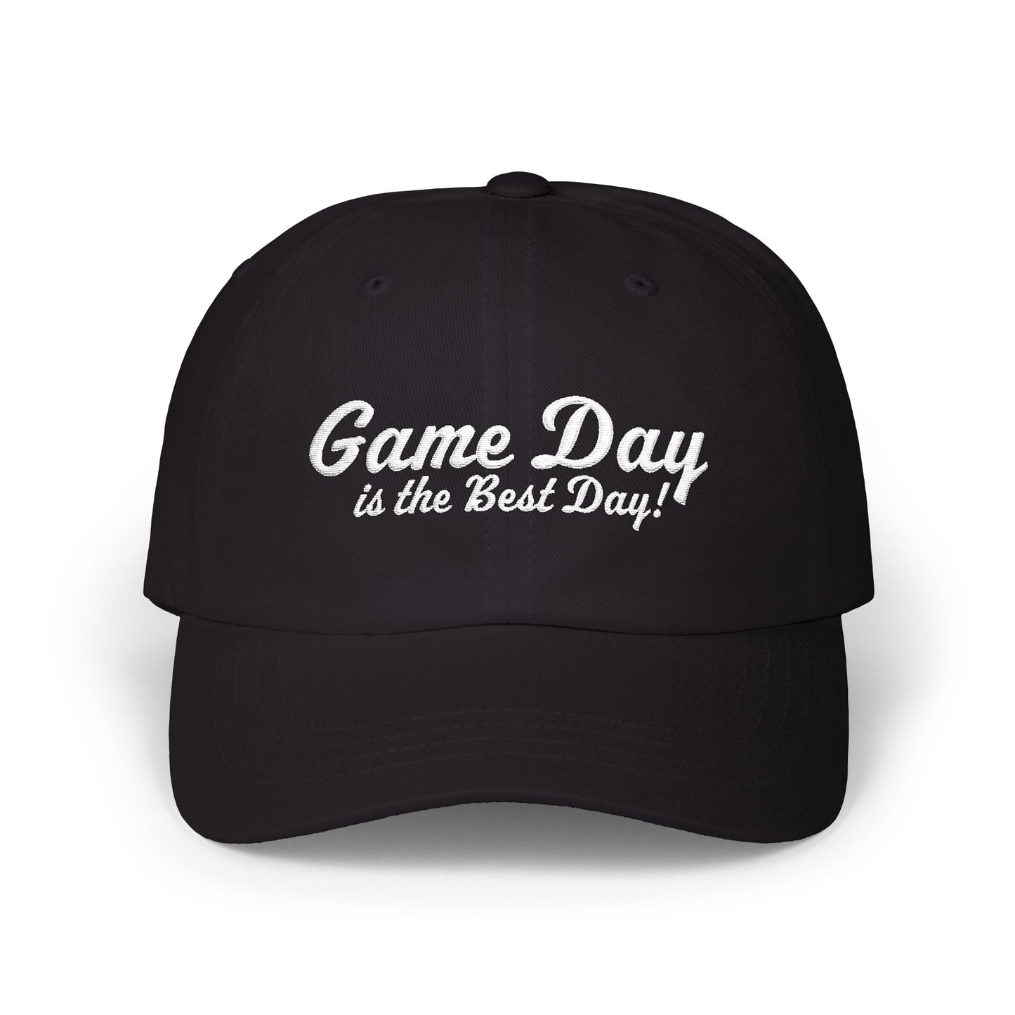 Baseball Hat "Game Day is the Best Day!" White Text Embroidered