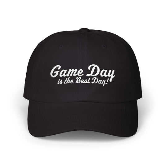 Baseball Hat "Game Day is the Best Day!" White Text Embroidered