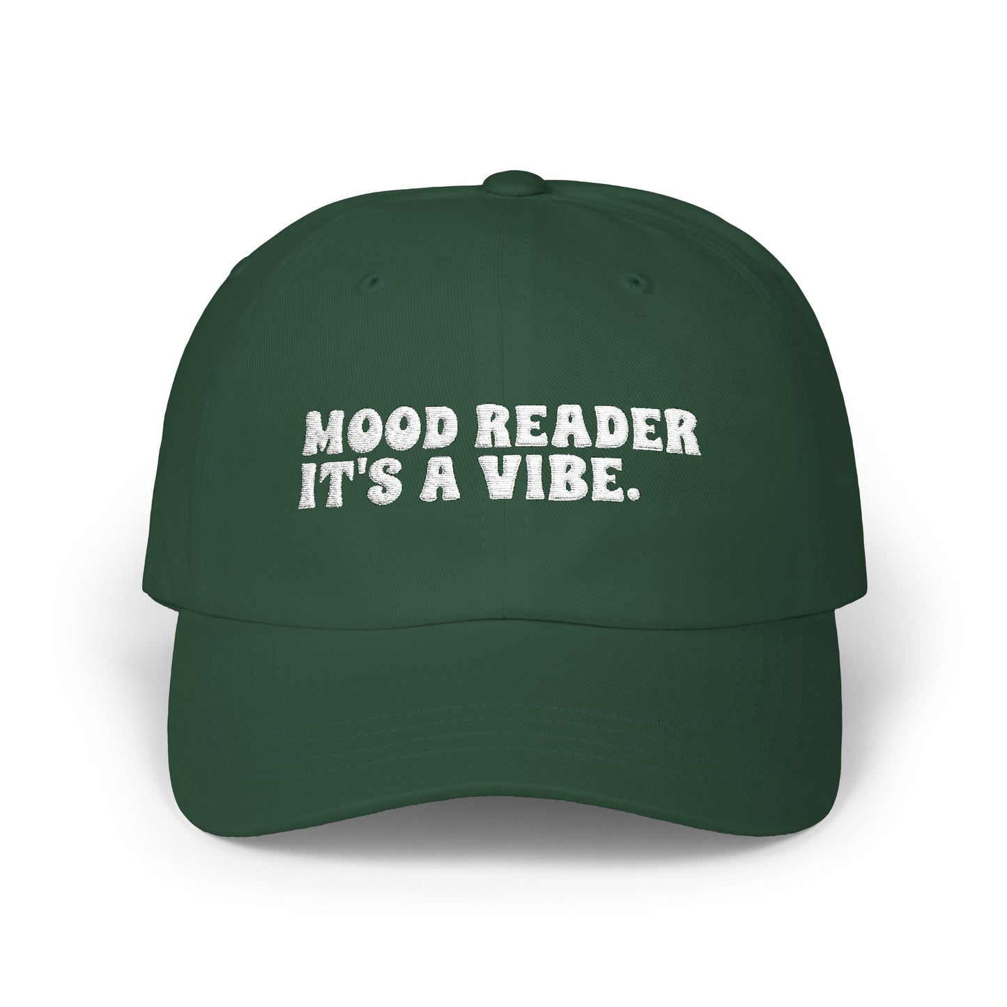 "Mood Reader It's a Vibe"- Embroidered Literary Dad Cap (White Text)