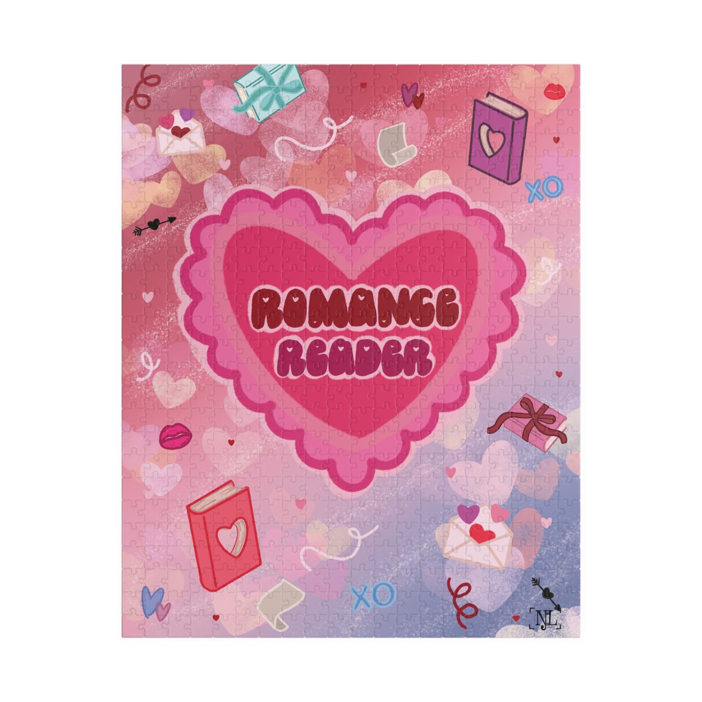 Romance Reader Heart Jigsaw Puzzle — Cute Valentine’s Day Romantic Book Lover Puzzle