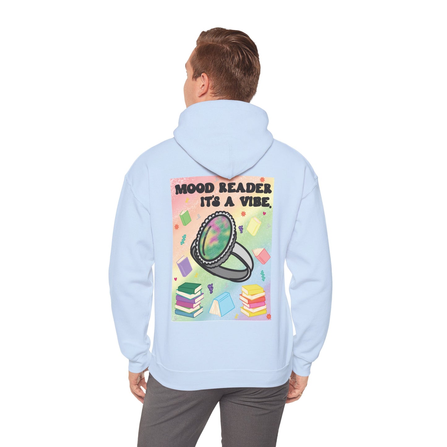 Mood Reader It's a Vibe Book Lover Pullover Graphic Hoodie (Black Text)