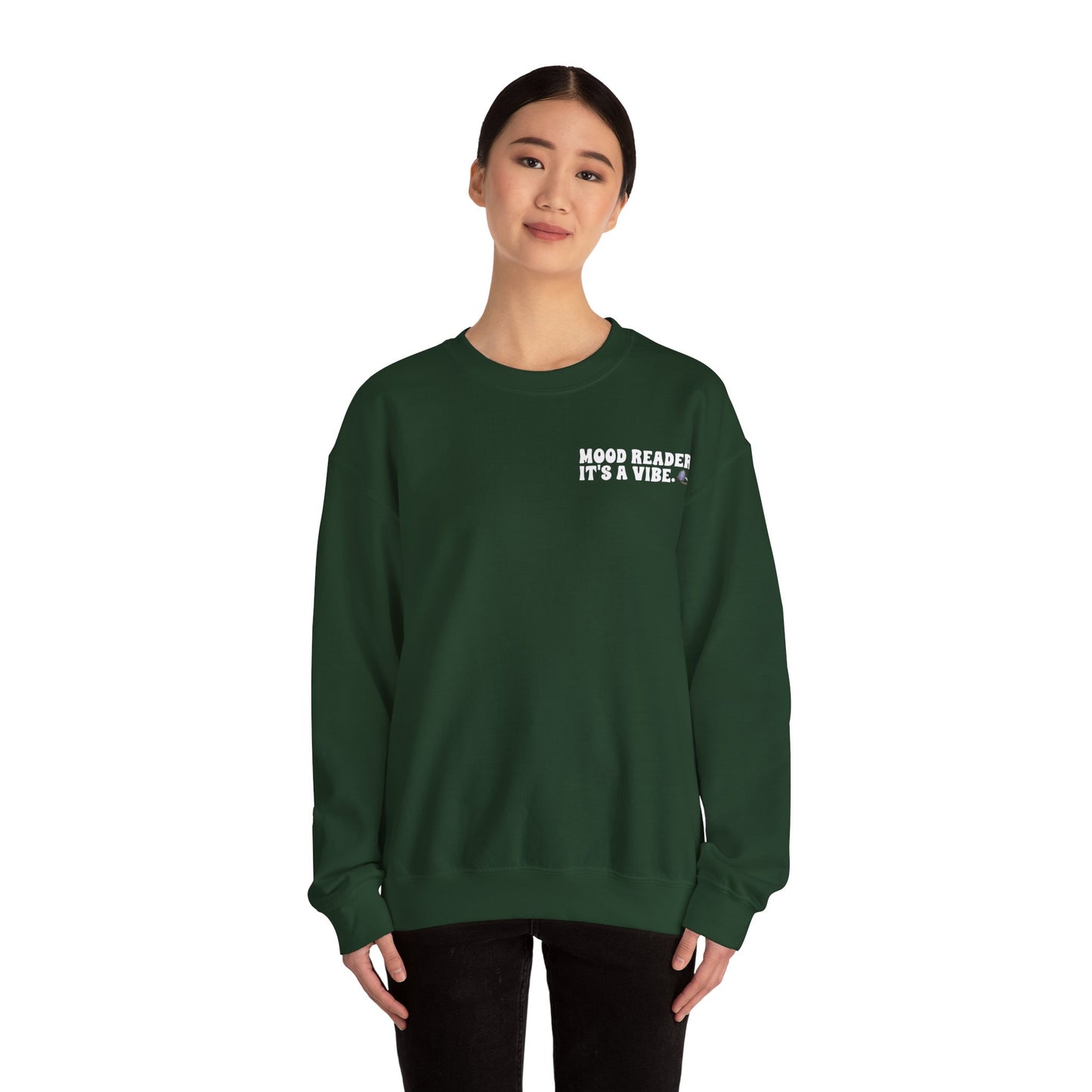 "Mood Reader It's a Vibe" - Cozy Bookish Graphic Sweatshirt (White Text)