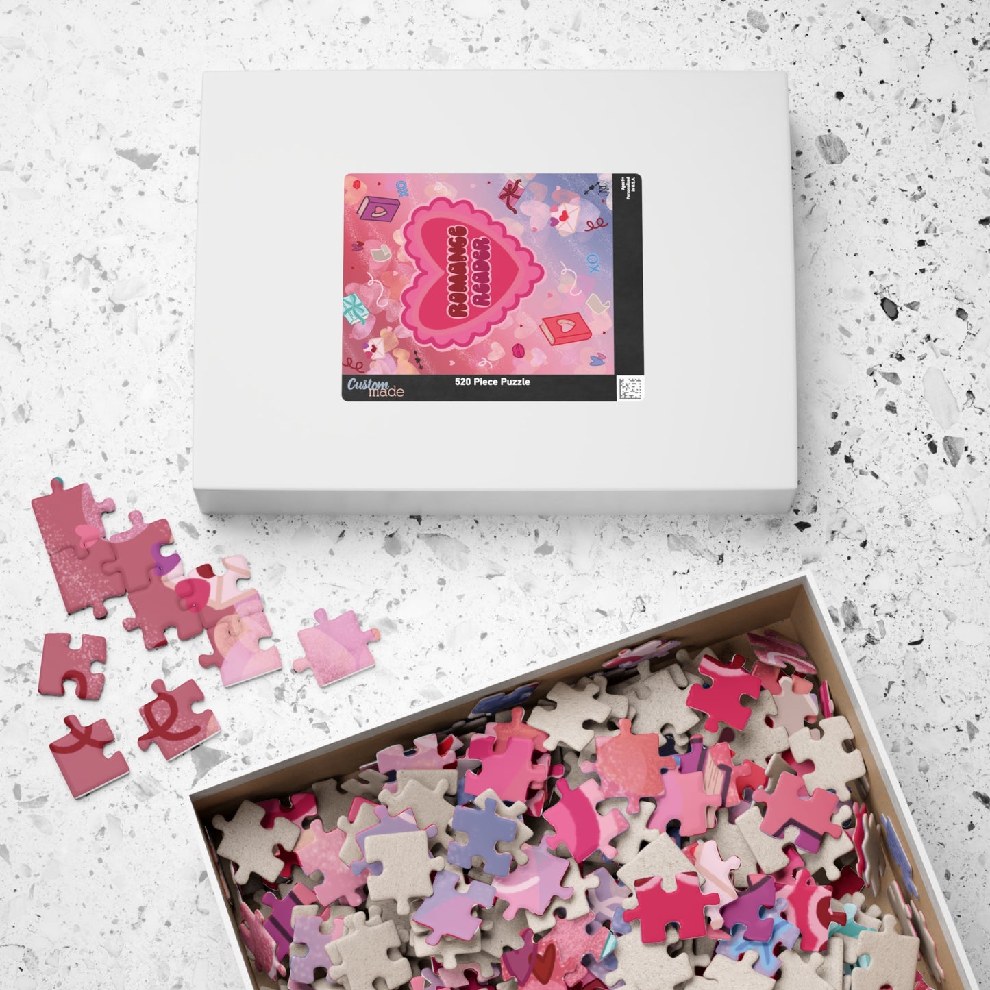 Romance Reader Heart Jigsaw Puzzle — Cute Valentine’s Day Romantic Book Lover Puzzle