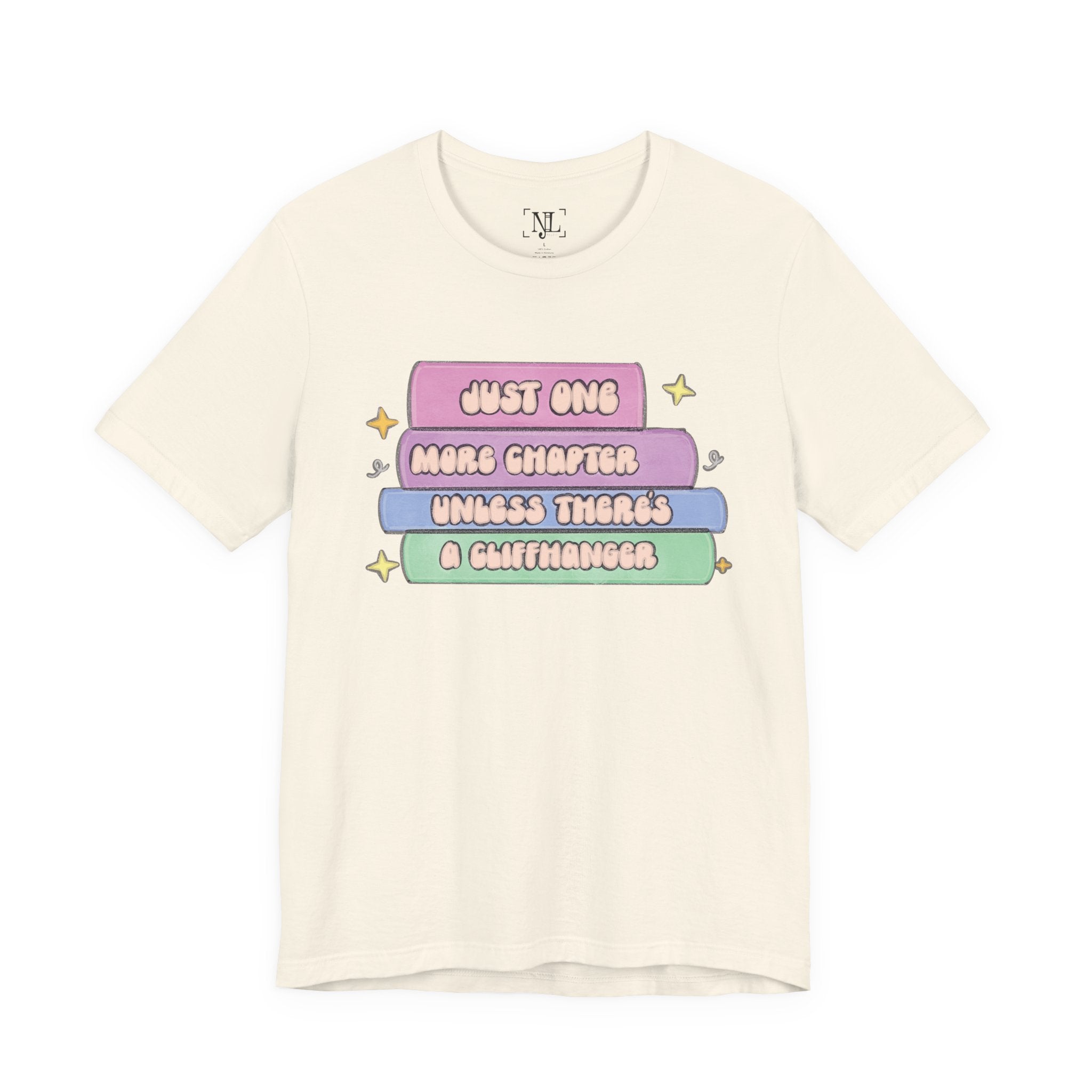 Book Lover Tee — "Just One More Chapter Unless There’s A Cliffhanger" Pastel Graphic