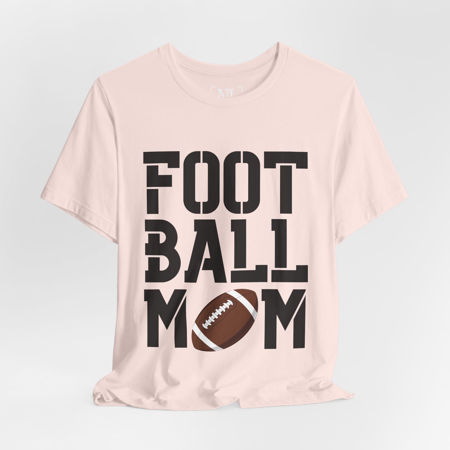 Football Mom T-Shirt – Bold Stacked Text with Football Graphic