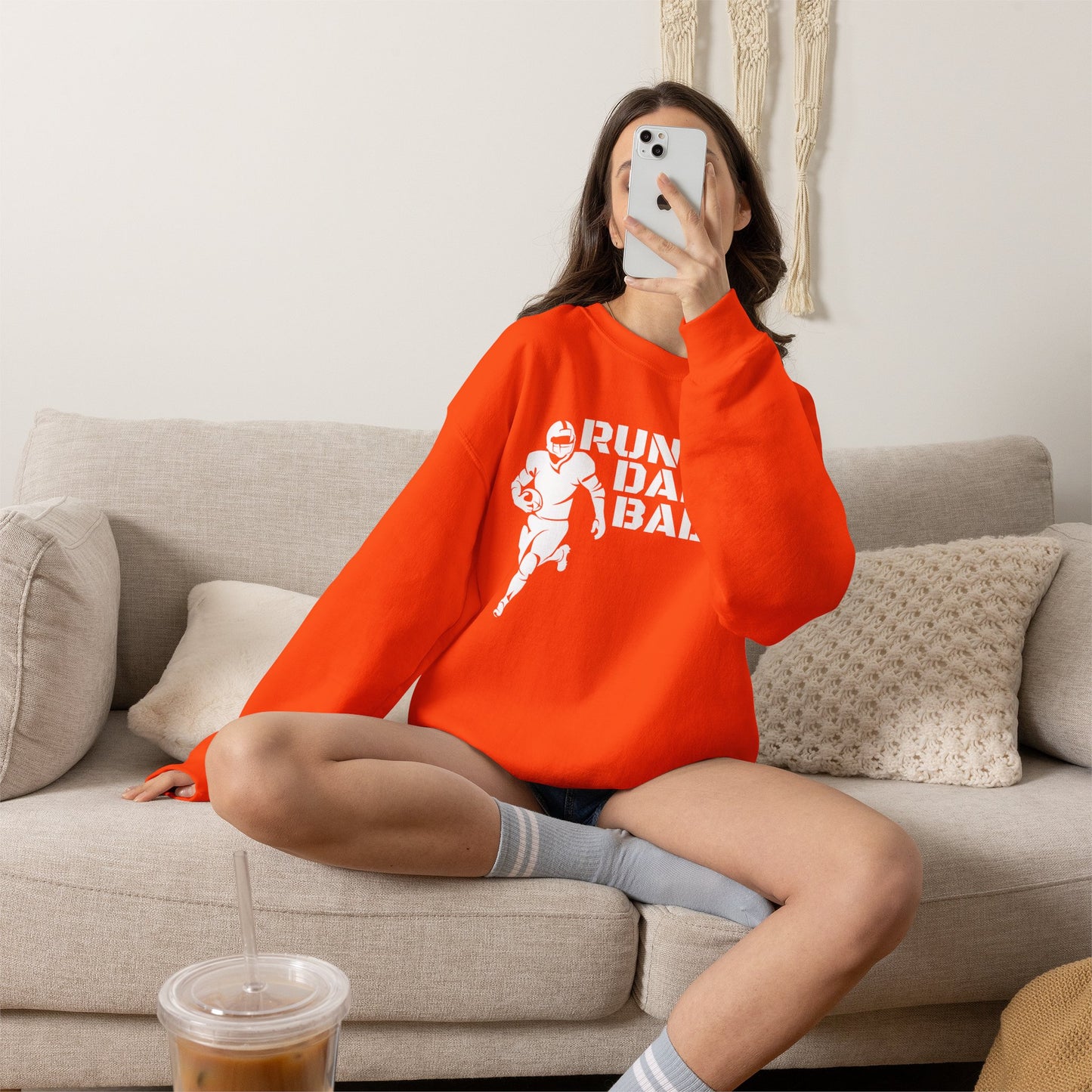 Football 'Run the Dang Ball' Crewneck Sweatshirt (White Text)