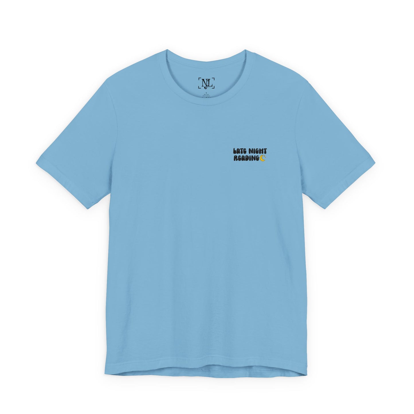 Late Night Reading - Embroidered Literary Tee (Black Text)