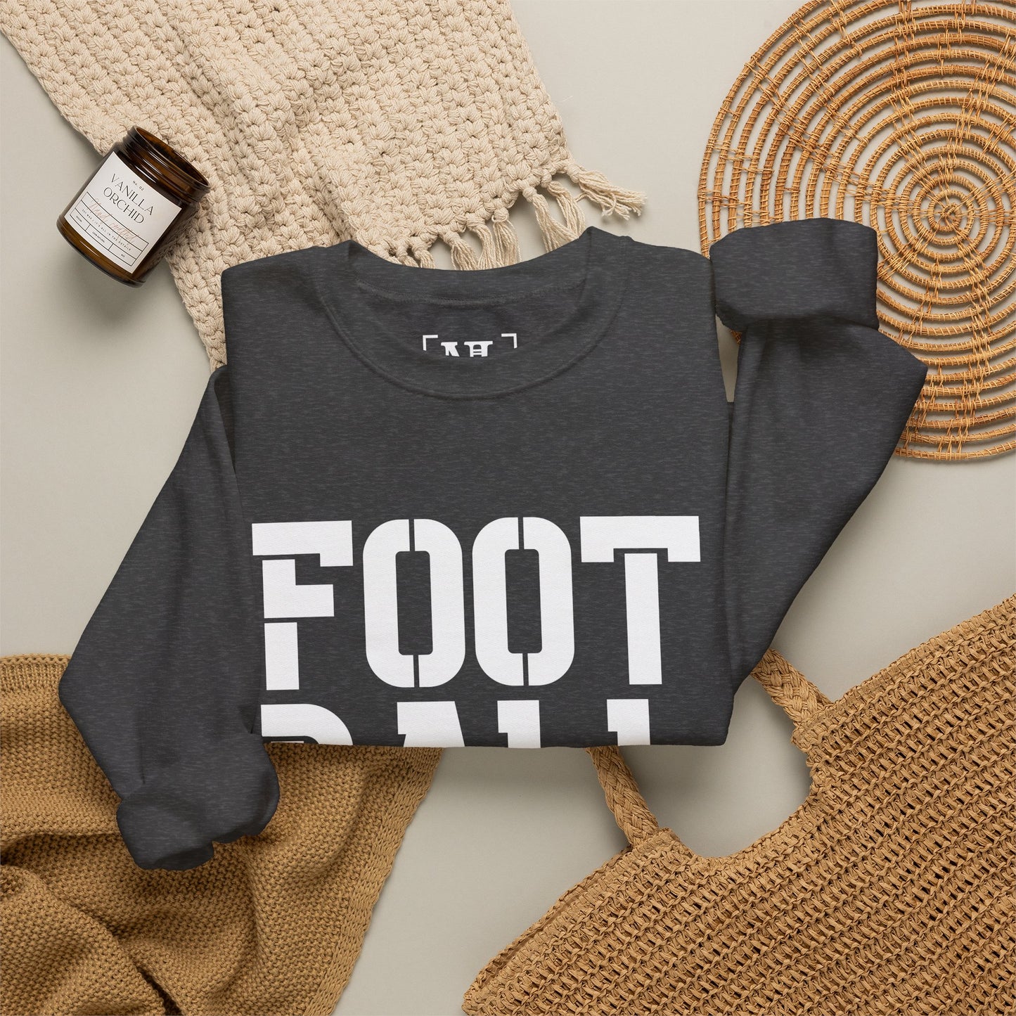 Football Mom Crewneck Sweatshirt (White Text)