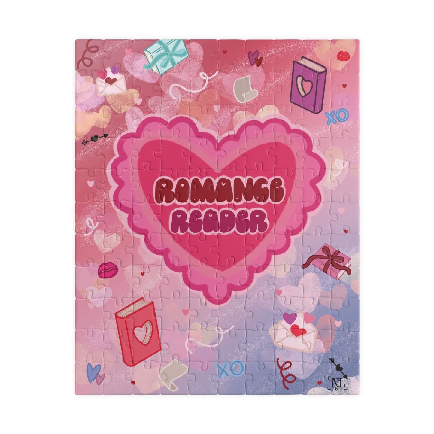 Romance Reader Heart Jigsaw Puzzle — Cute Valentine’s Day Romantic Book Lover Puzzle