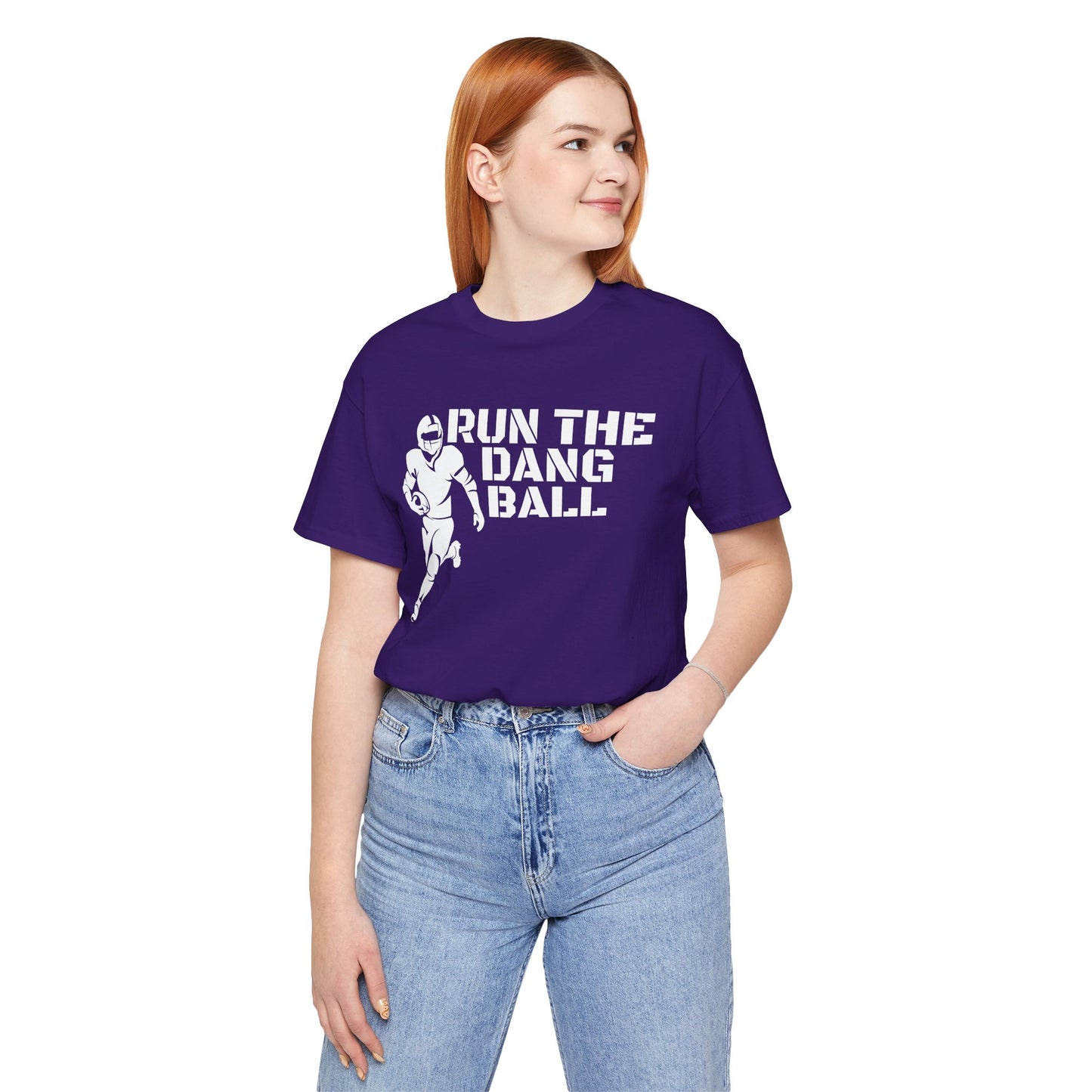 Run the Dang Ball T-Shirt — Football Player Graphic Tee (White Text)