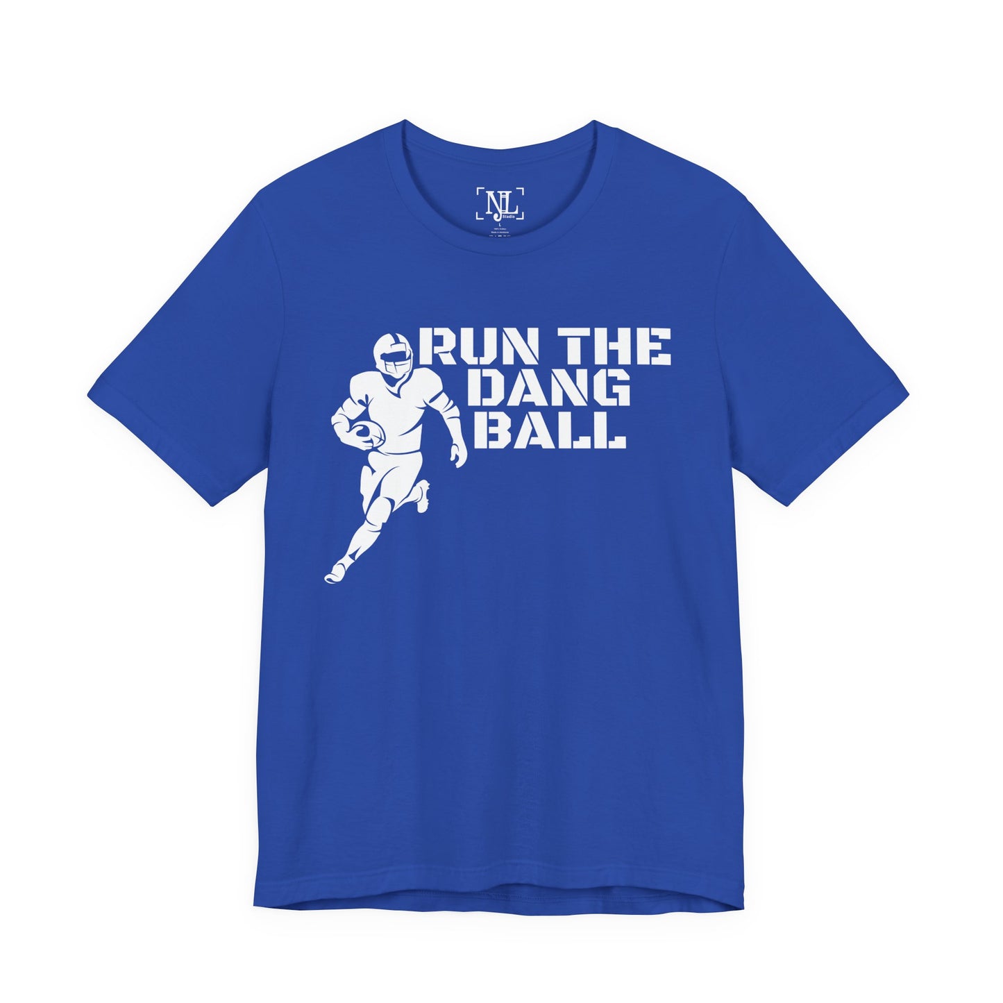 Run the Dang Ball T-Shirt — Football Player Graphic Tee (White Text)