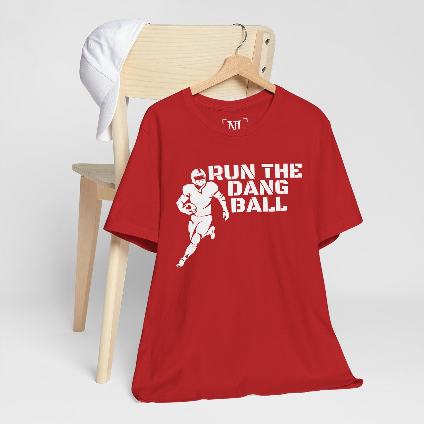 Run the Dang Ball T-Shirt — Football Player Graphic Tee (White Text)