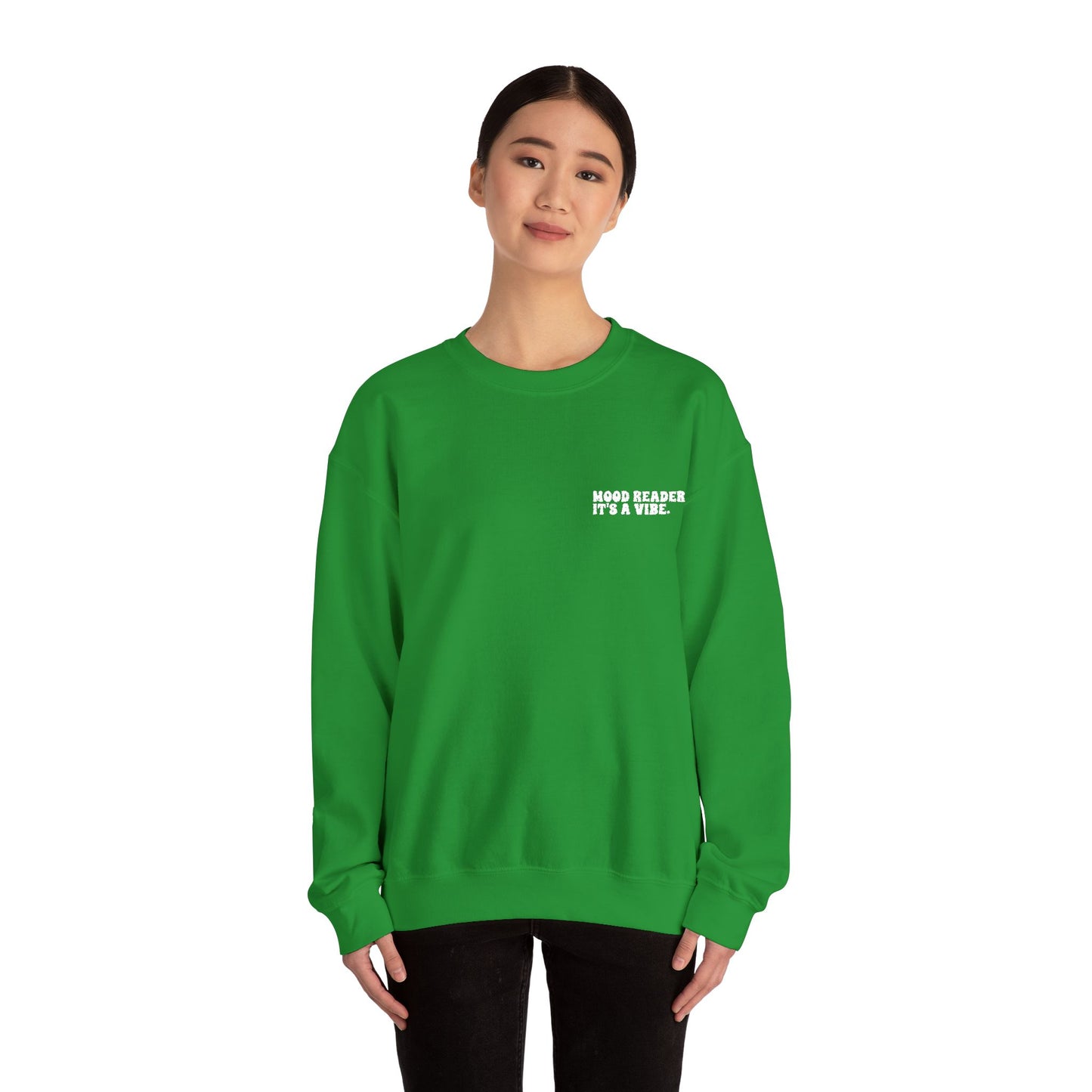"Mood Reader. It's a Vibe - Embroidered Literary Crewneck Sweatshirt (White Text)