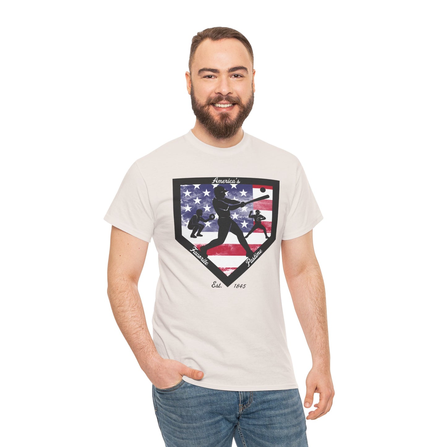 Baseball Home Plate American Flag T‑Shirt – America's Favorite Pastime Design