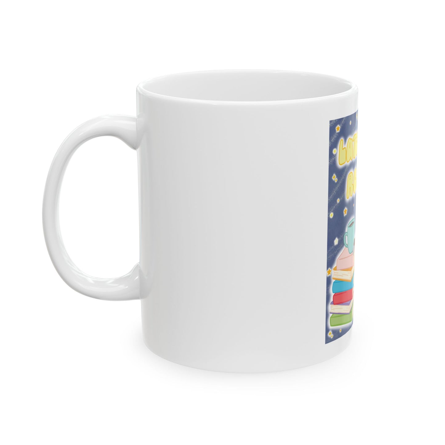 Late Night Reading Full Graphic Ceramic Mug — Cute Book Lover Coffee Cup (11oz & 15oz)