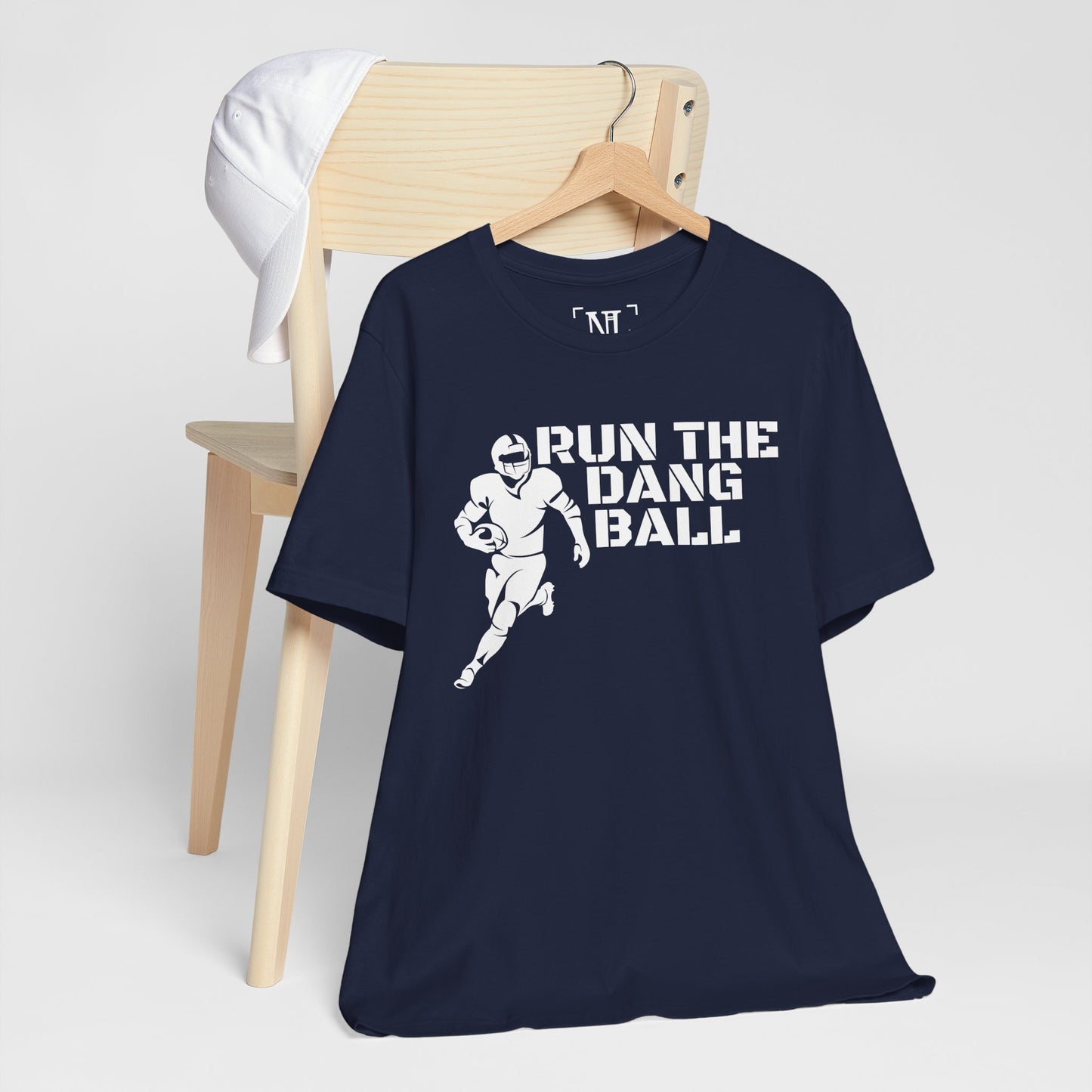 Run the Dang Ball T-Shirt — Football Player Graphic Tee (White Text)
