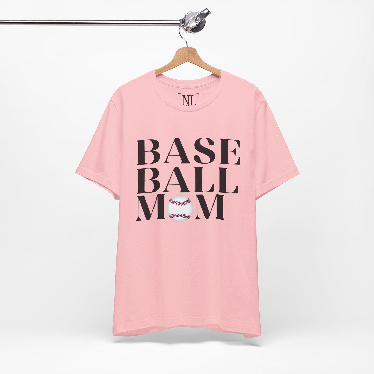 Baseball Mom T-Shirt – Retro Script with Baseball Graphic