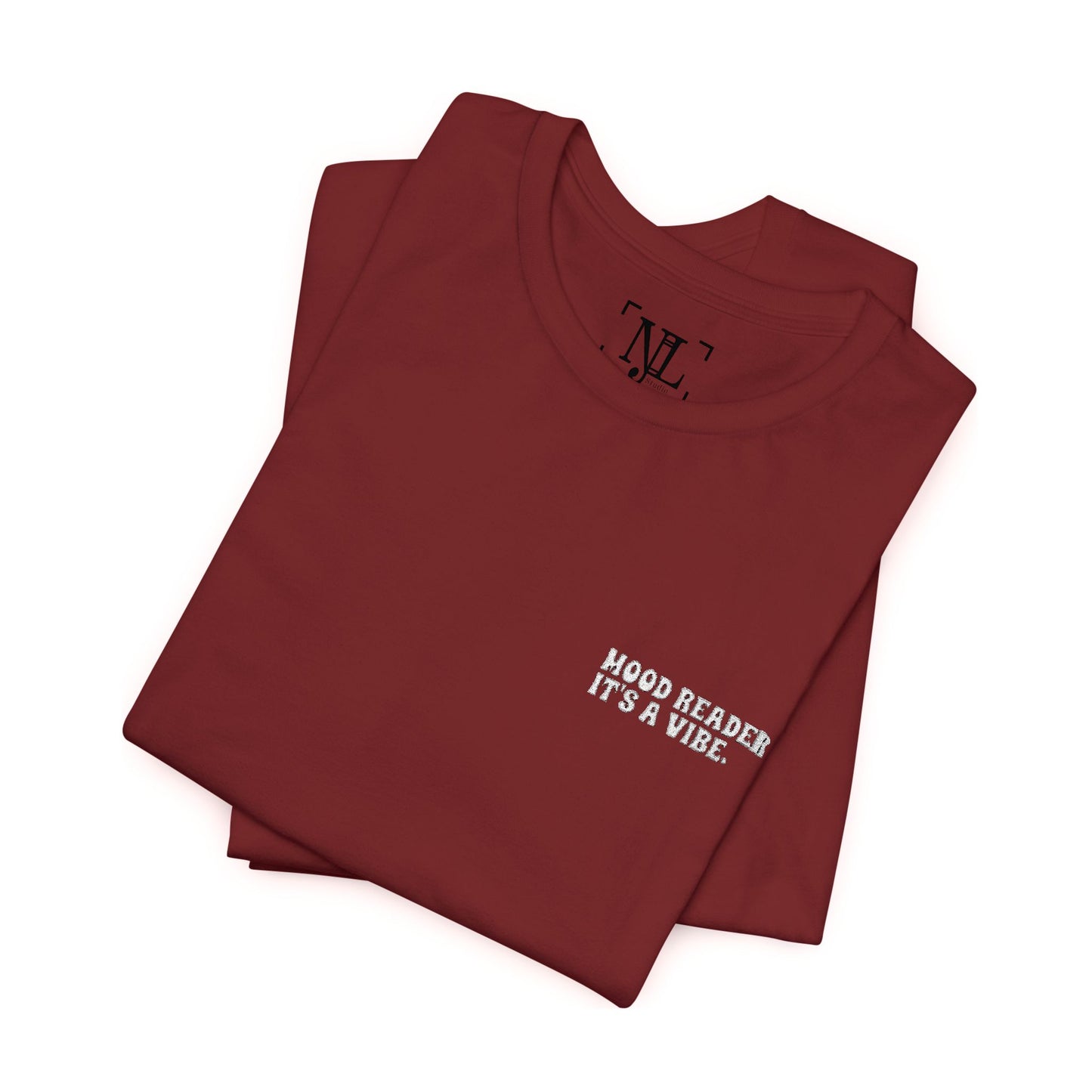 "Mood Readers. It's a Vibe." - Embroidered Literary Tee (White Text)