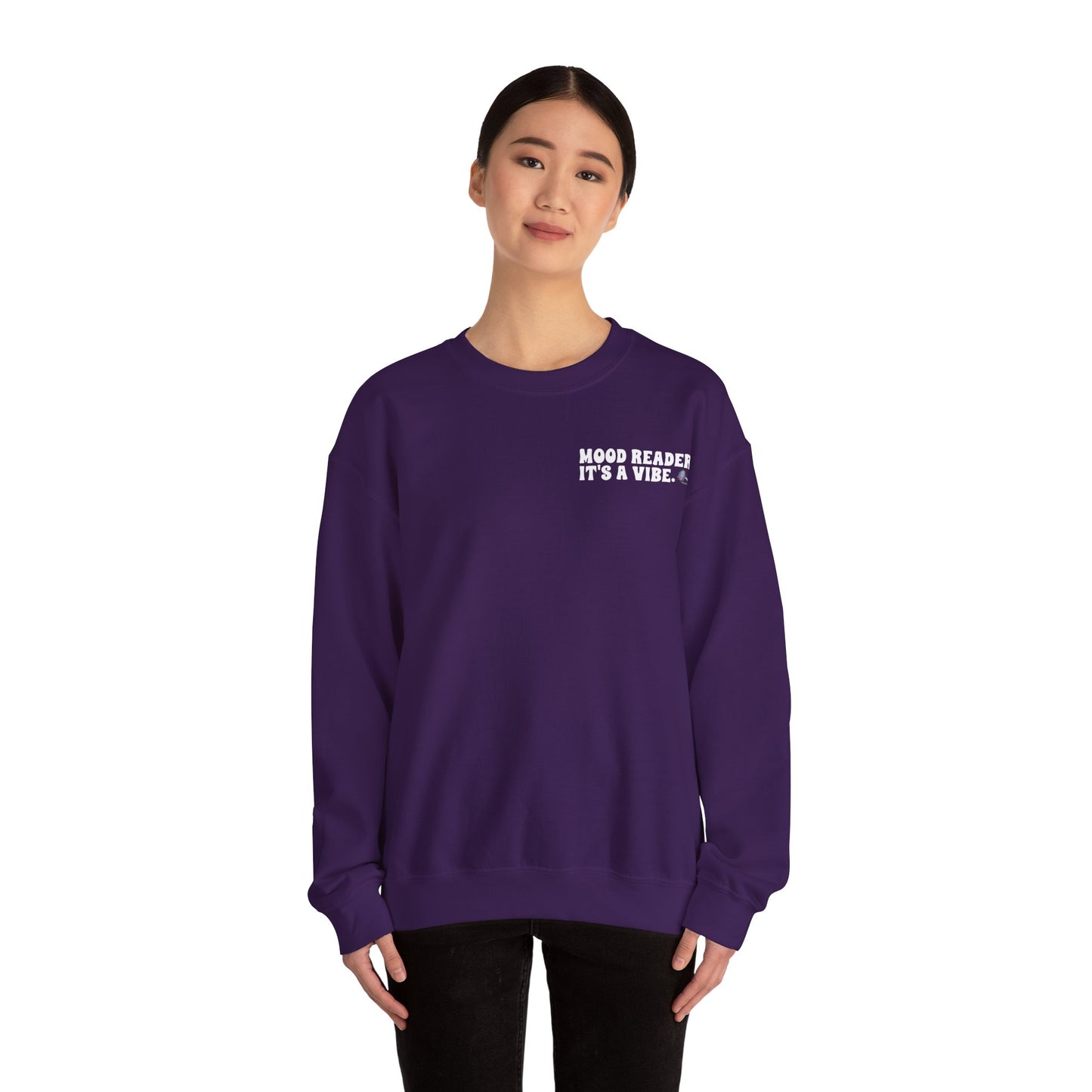 "Mood Reader It's a Vibe" - Cozy Bookish Graphic Sweatshirt (White Text)