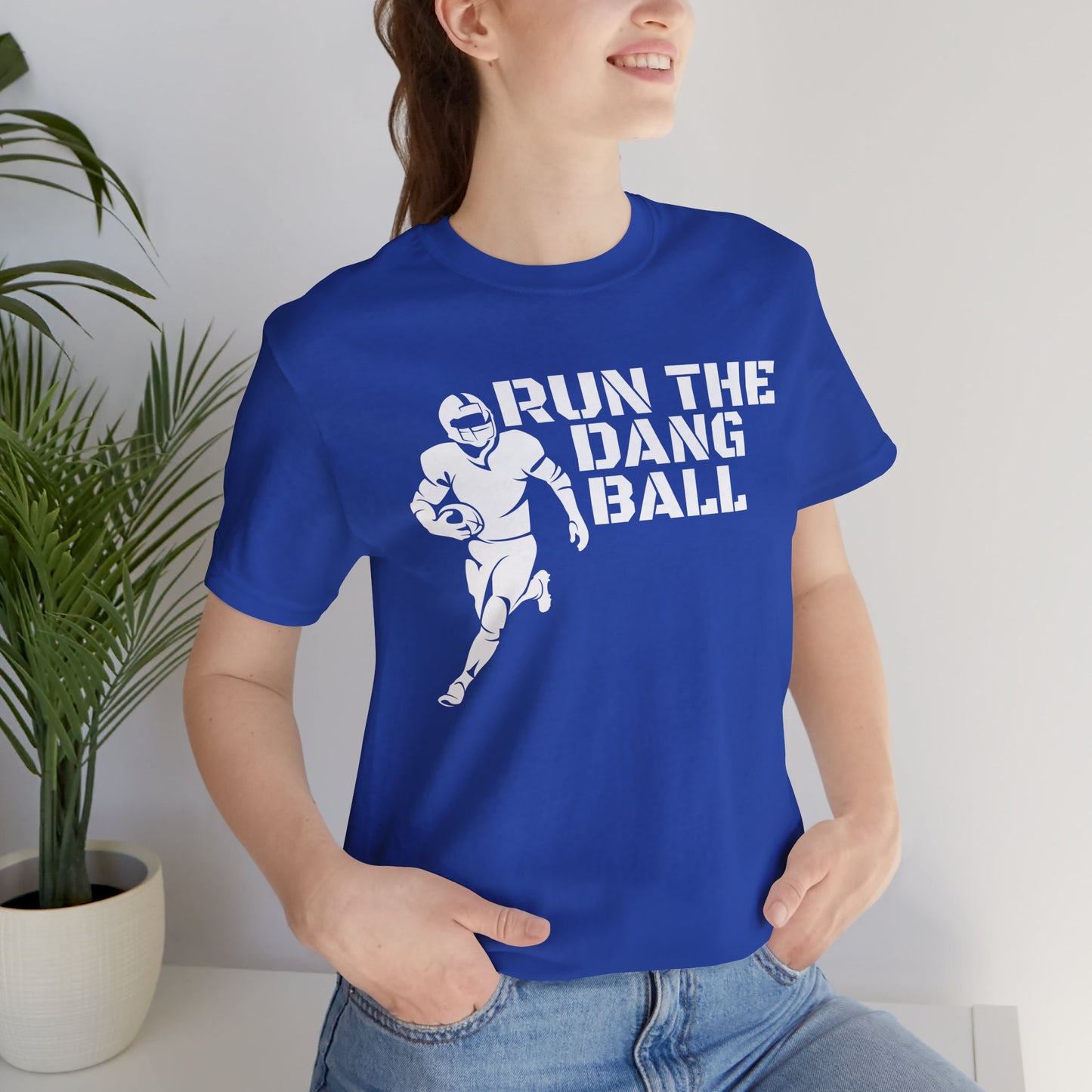 Run the Dang Ball T-Shirt — Football Player Graphic Tee (White Text)