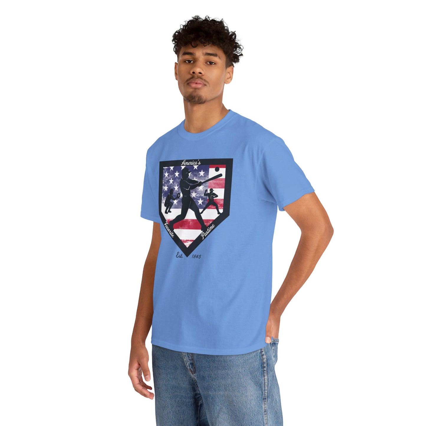 Baseball Home Plate American Flag T‑Shirt – America's Favorite Pastime Design