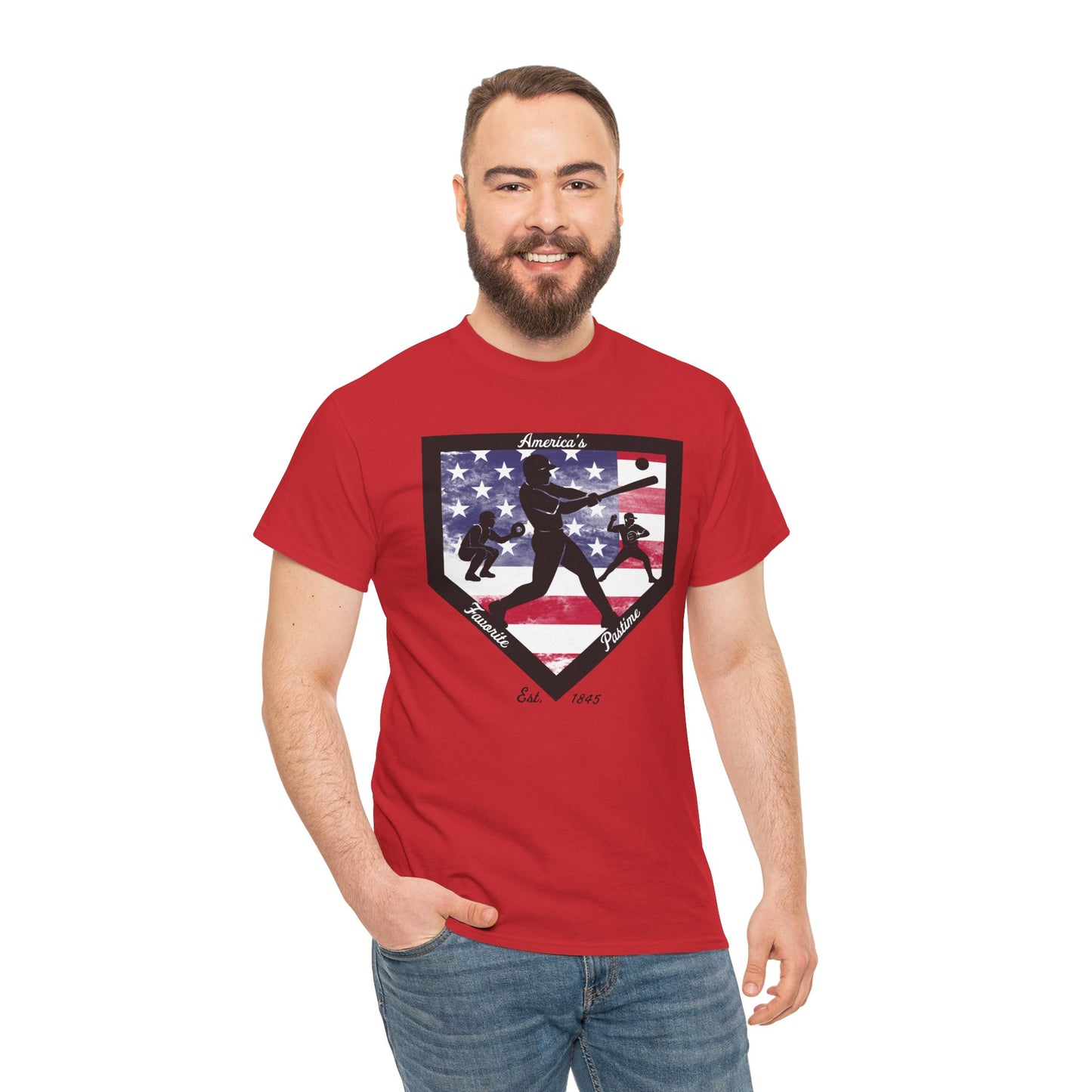 Baseball Home Plate American Flag T‑Shirt – America's Favorite Pastime Design