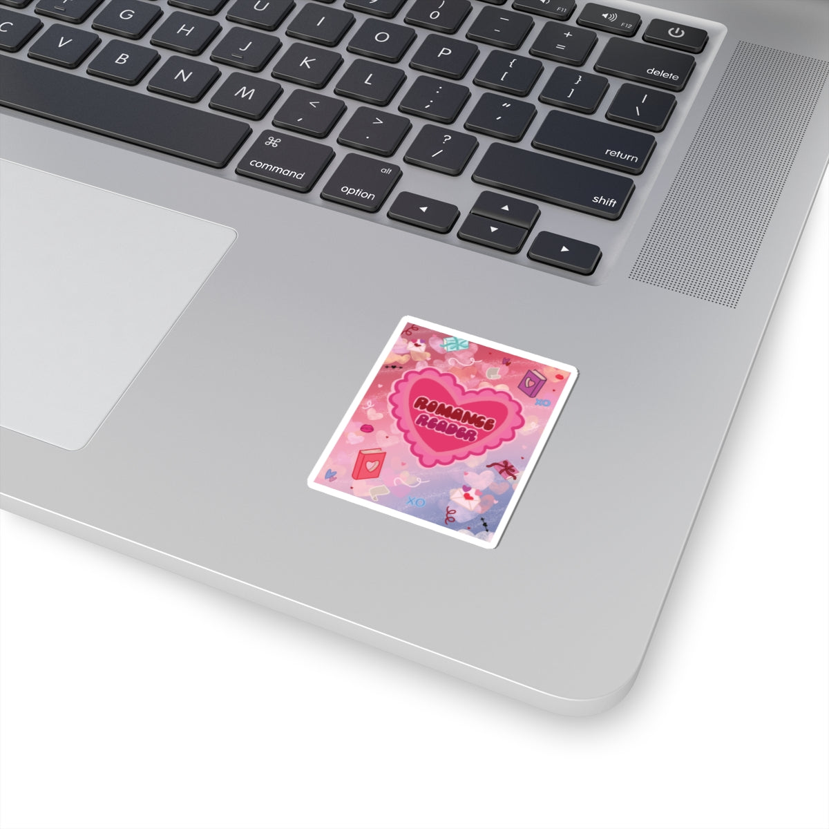 Romance Reader Kiss-Cut Sticker — Cute Heart Booklover Valentine Sticker