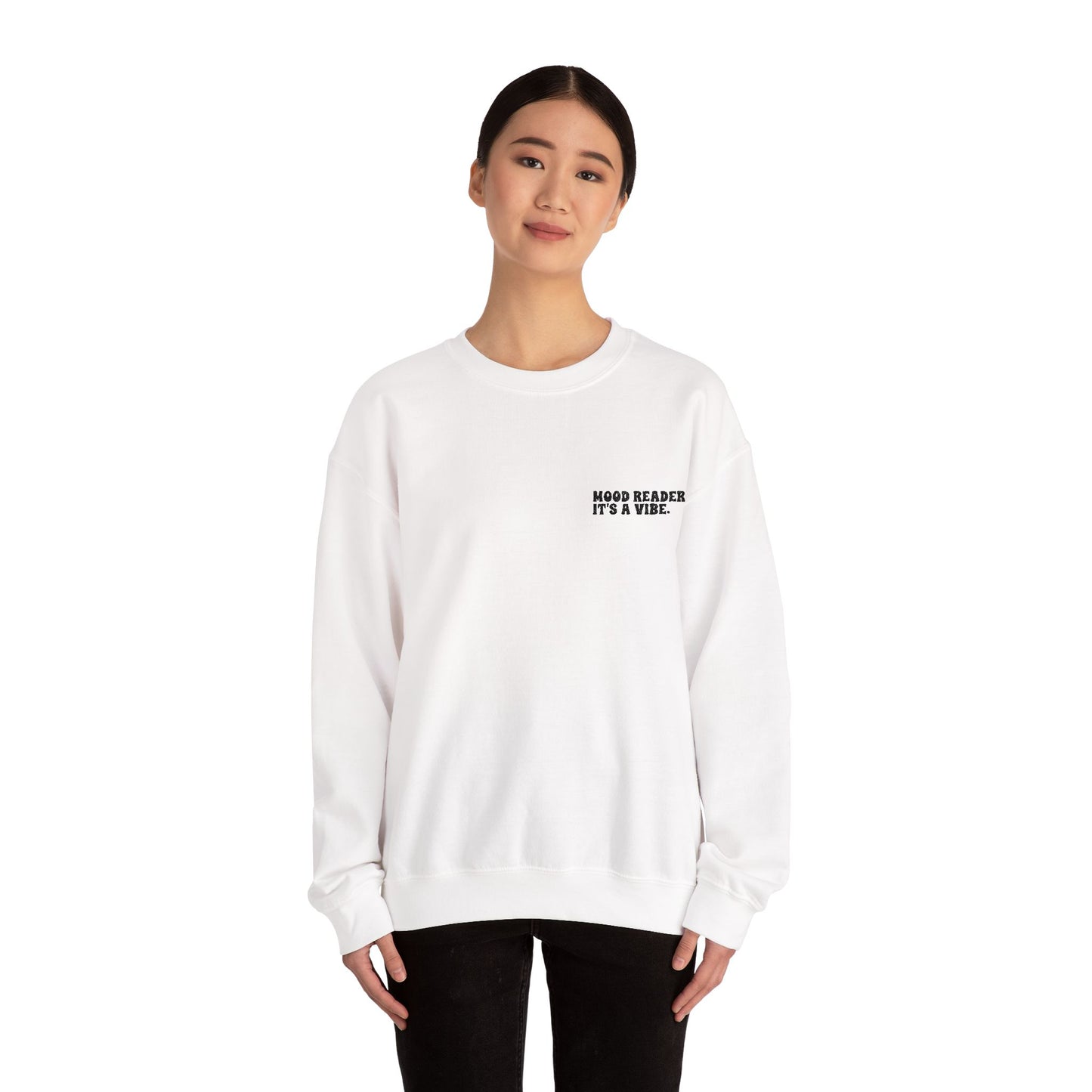 "Mood Reader. It's a Vibe - Embroidered Literary Crewneck Sweatshirt (Black Text)
