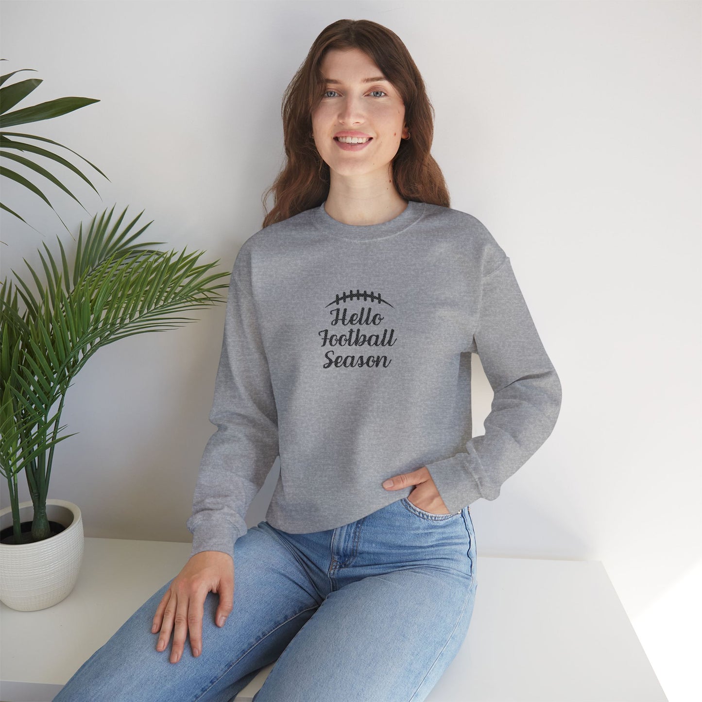 Hello Football Season Sweatshirt — Cozy Game Day Crewneck