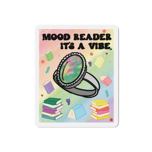 Mood Reader. It's a Vibe Die-Cut Magnet — Cozy Book Lover Refrigerator Decor (without Genres)