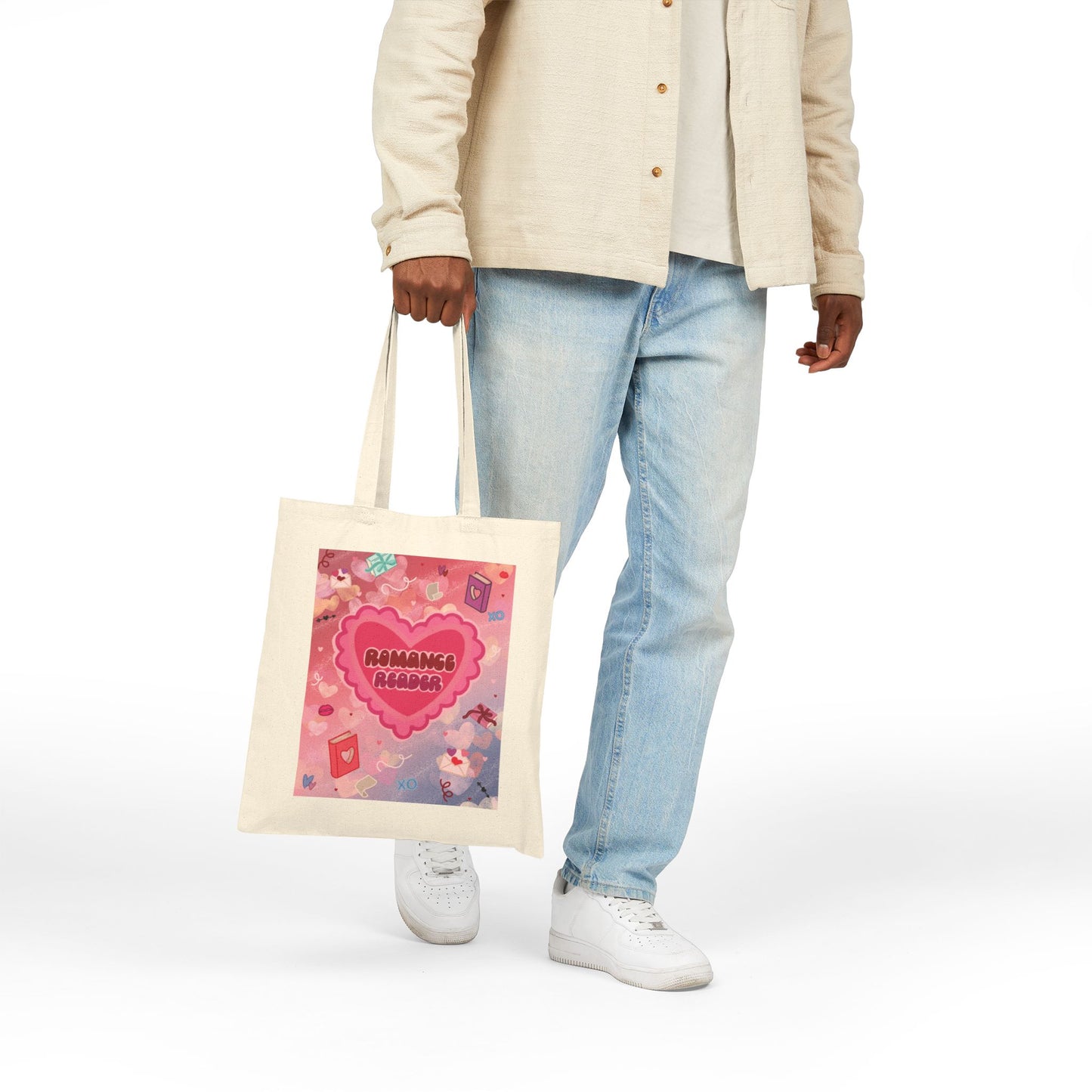Romance Reader Tote Bag — Cute Heart Booklover Canvas Tote