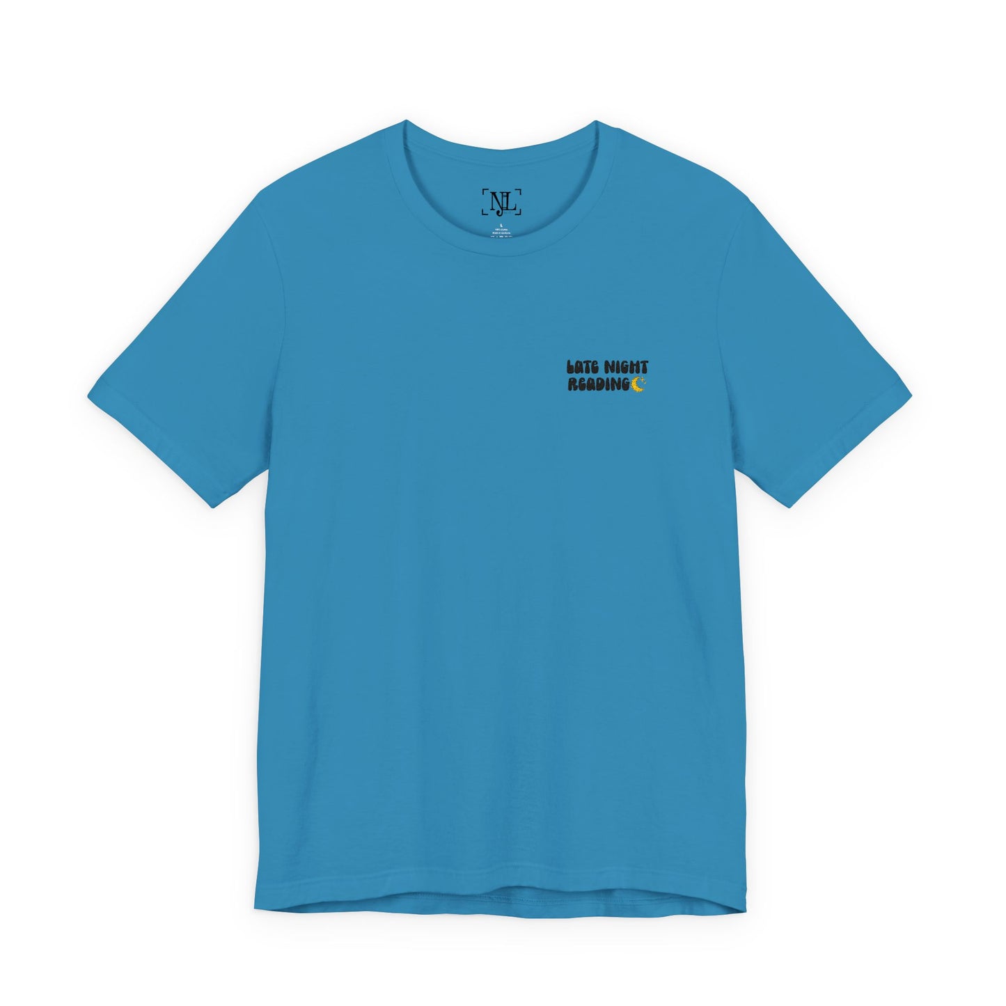 Late Night Reading - Embroidered Literary Tee (Black Text)