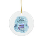 Reading in a Winter Wonderland Ceramic Ornament