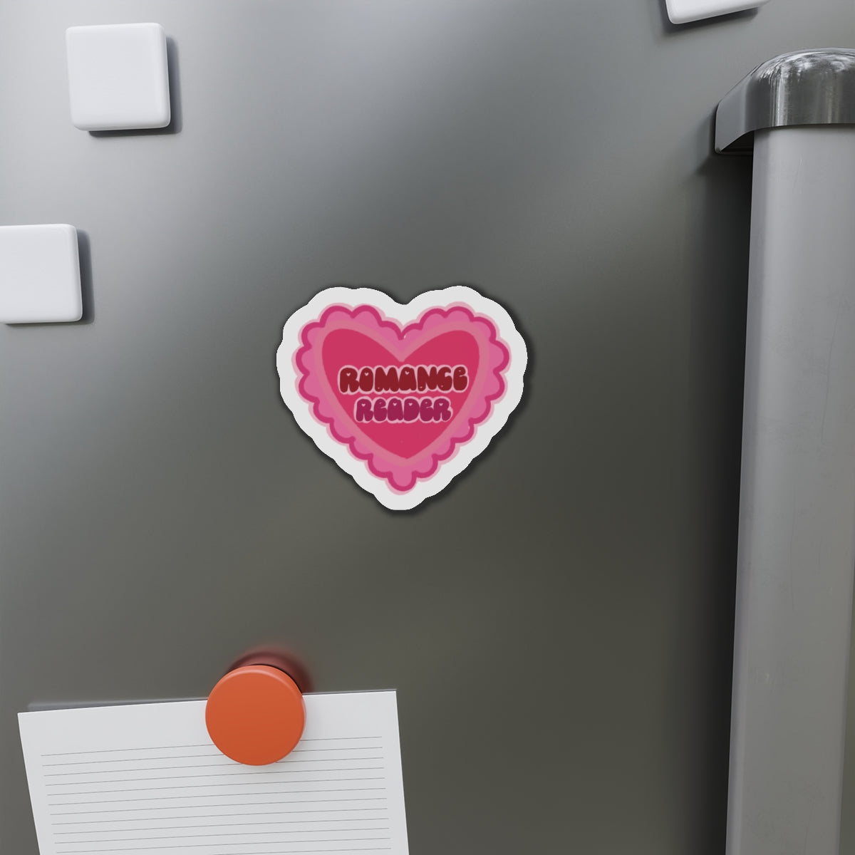 Romance Reader Heart Magnet — Pink Die-Cut Book Lover Magnet