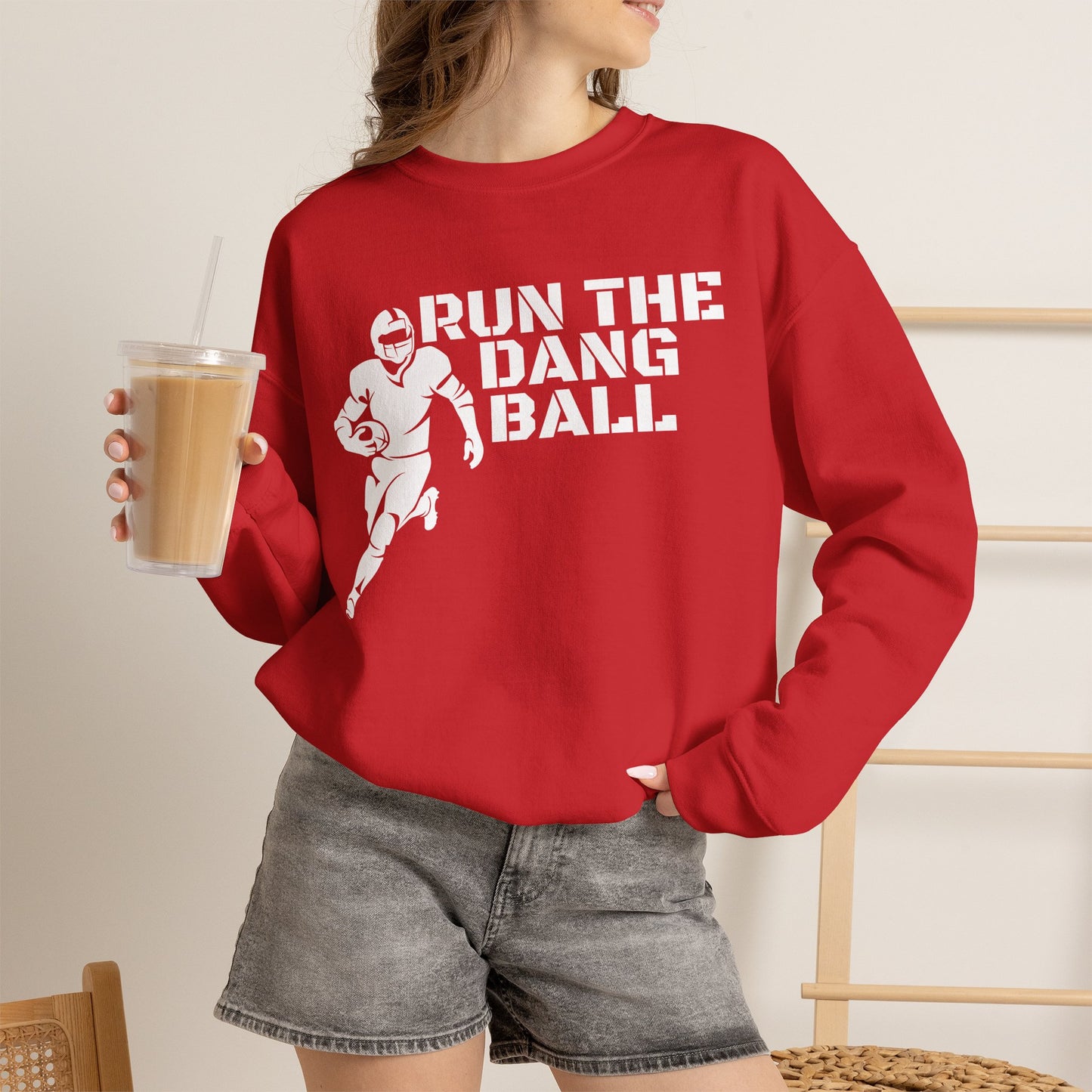 Football 'Run the Dang Ball' Crewneck Sweatshirt (White Text)
