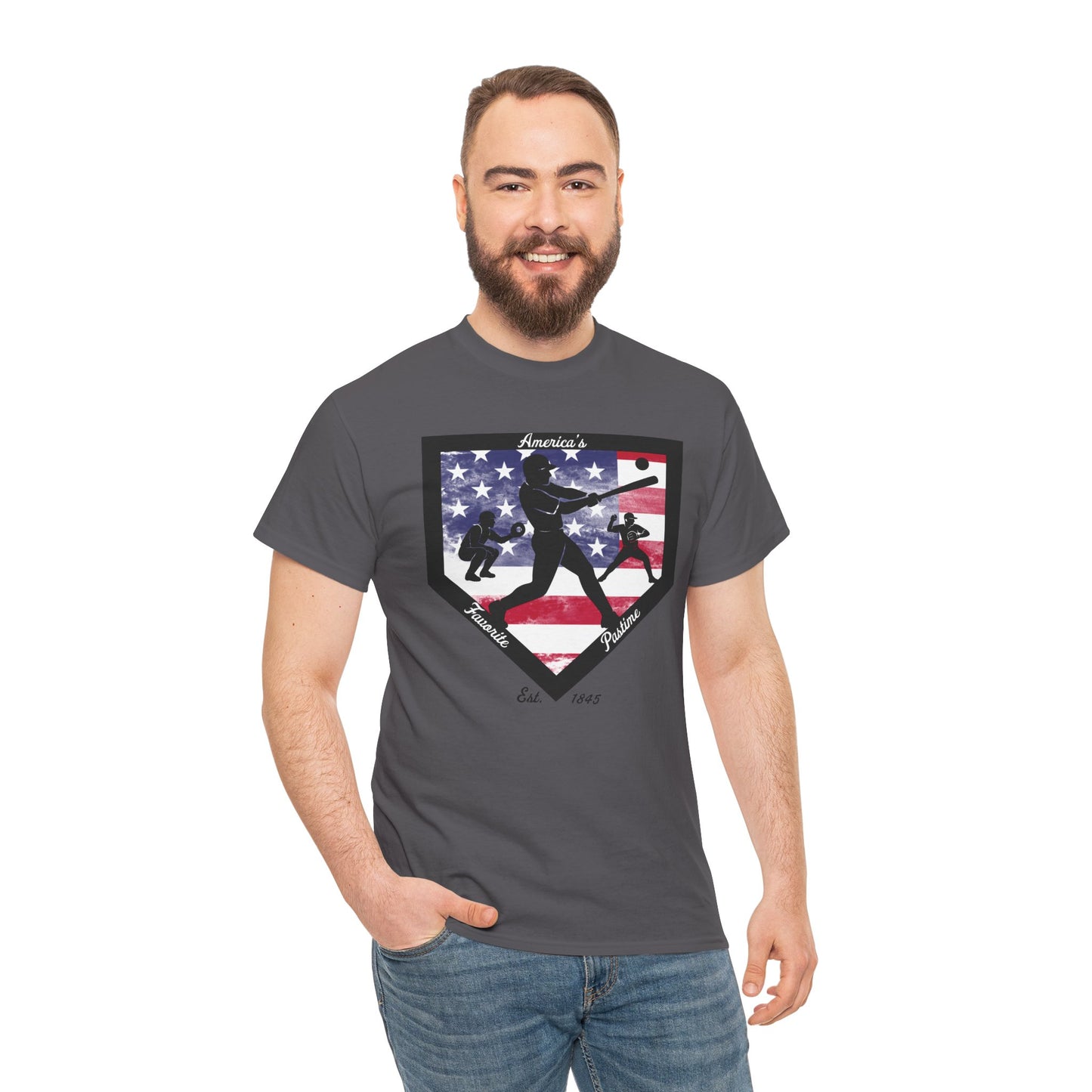 Baseball Home Plate American Flag T‑Shirt – America's Favorite Pastime Design
