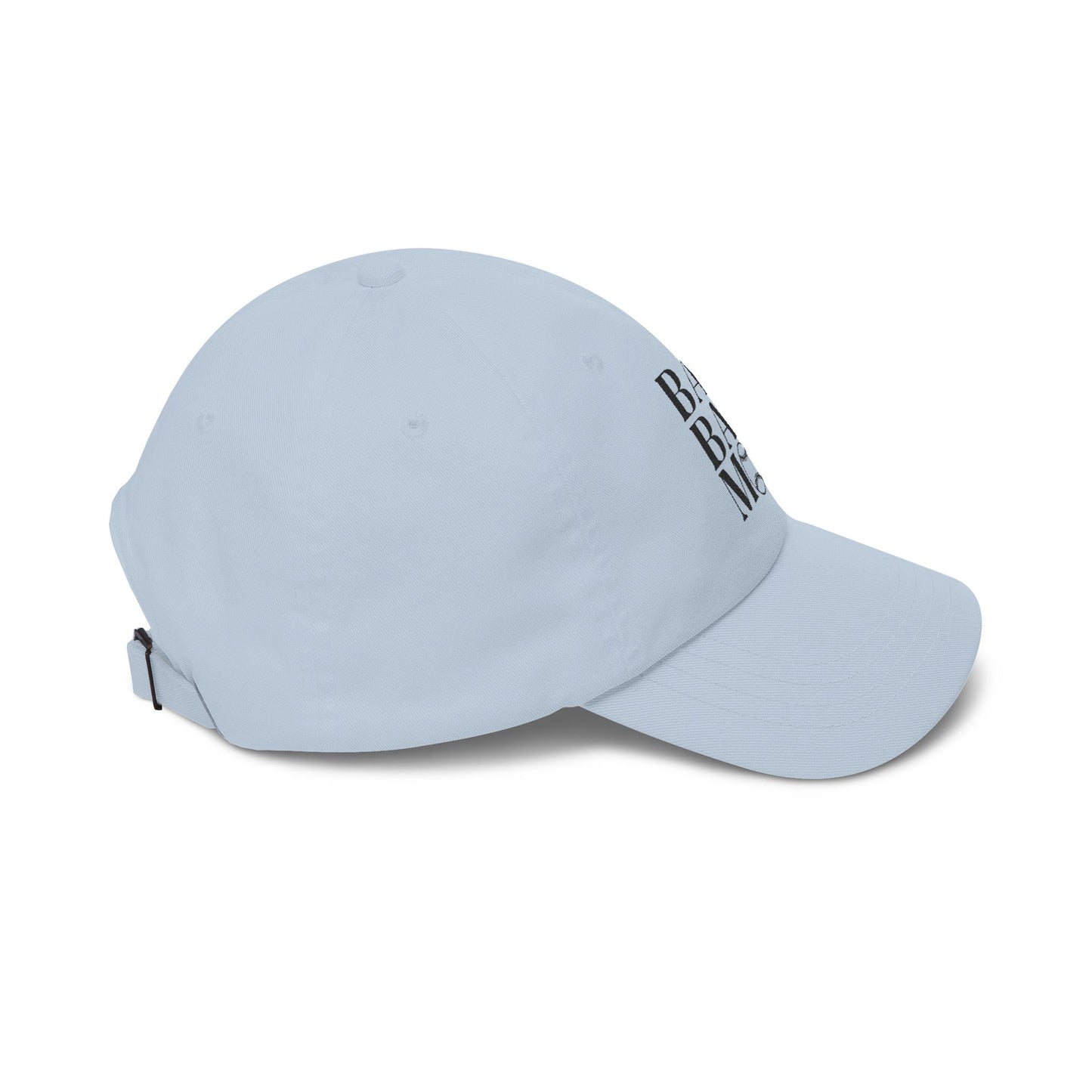 Baseball Mom Dad Cap — Distressed Black Text Embroidered Baseball Mom Hat