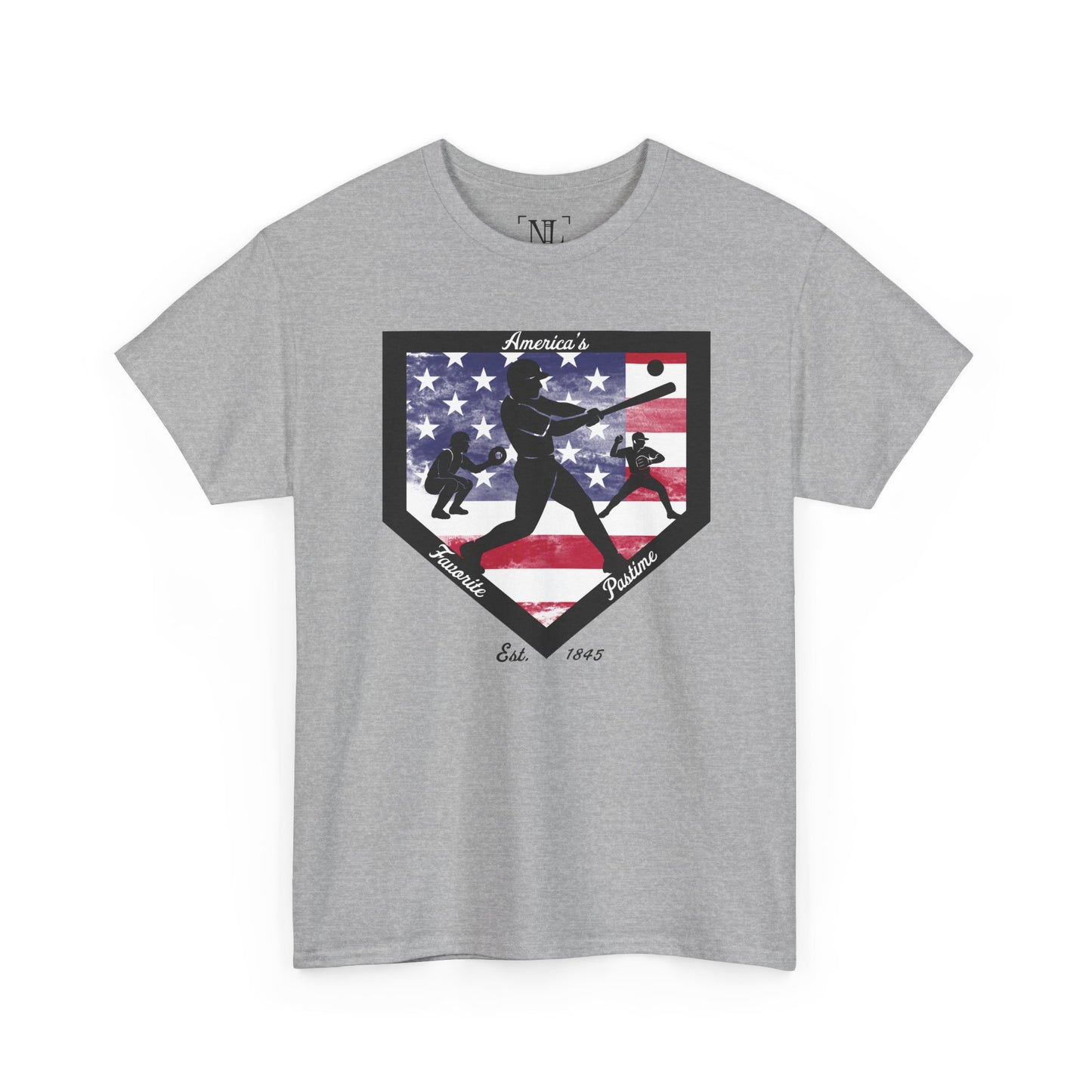 Baseball Home Plate American Flag T‑Shirt – America's Favorite Pastime Design