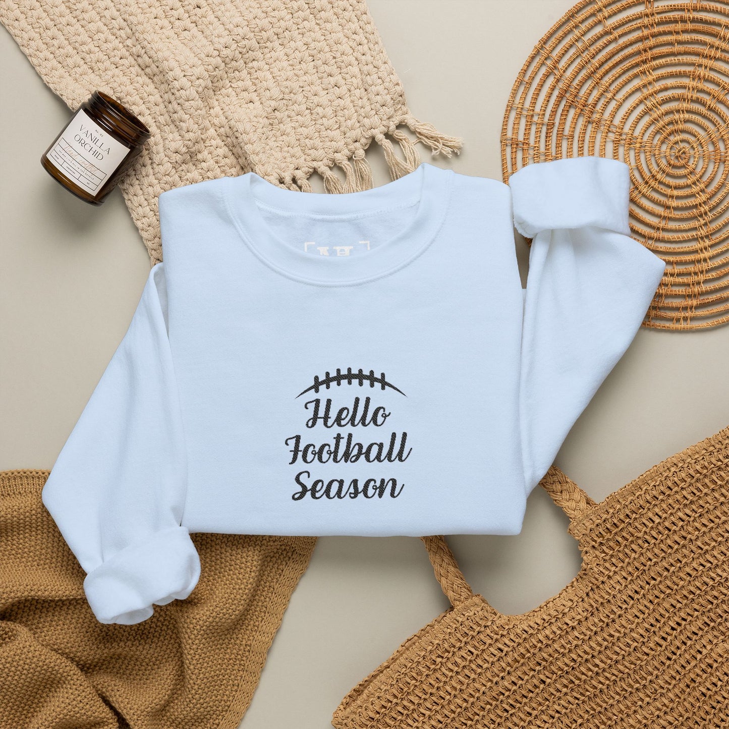 Hello Football Season Sweatshirt — Cozy Game Day Crewneck