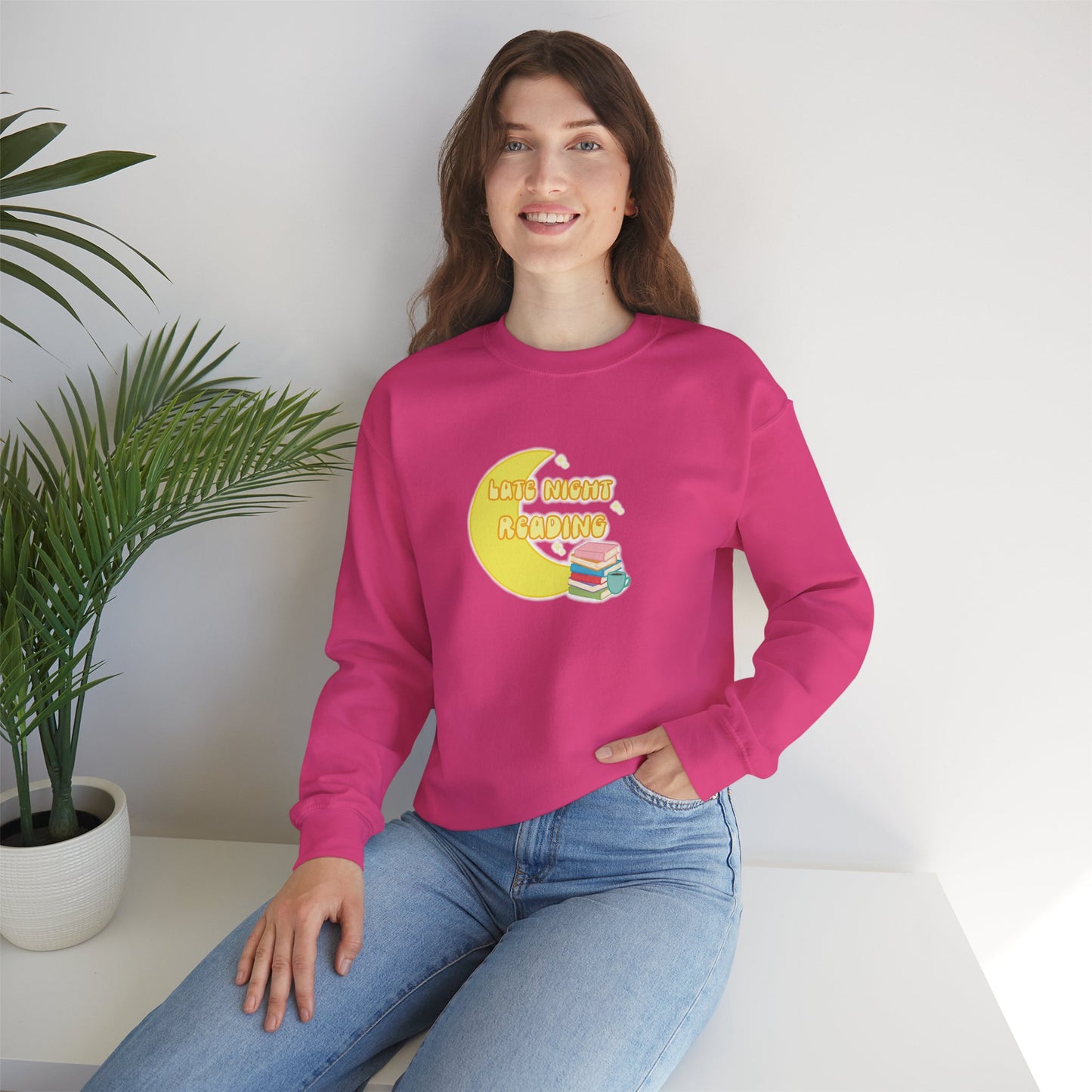 "Late Night Reading" - Cozy Crewneck Heavy Blend Sweatshirt