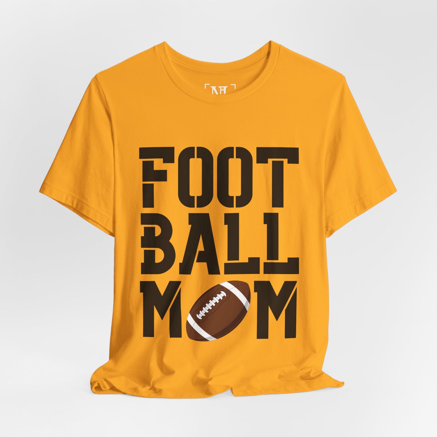 Football Mom T-Shirt – Bold Stacked Text with Football Graphic