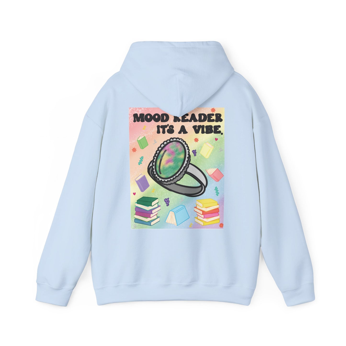 Mood Reader It's a Vibe Book Lover Pullover Graphic Hoodie (Black Text)