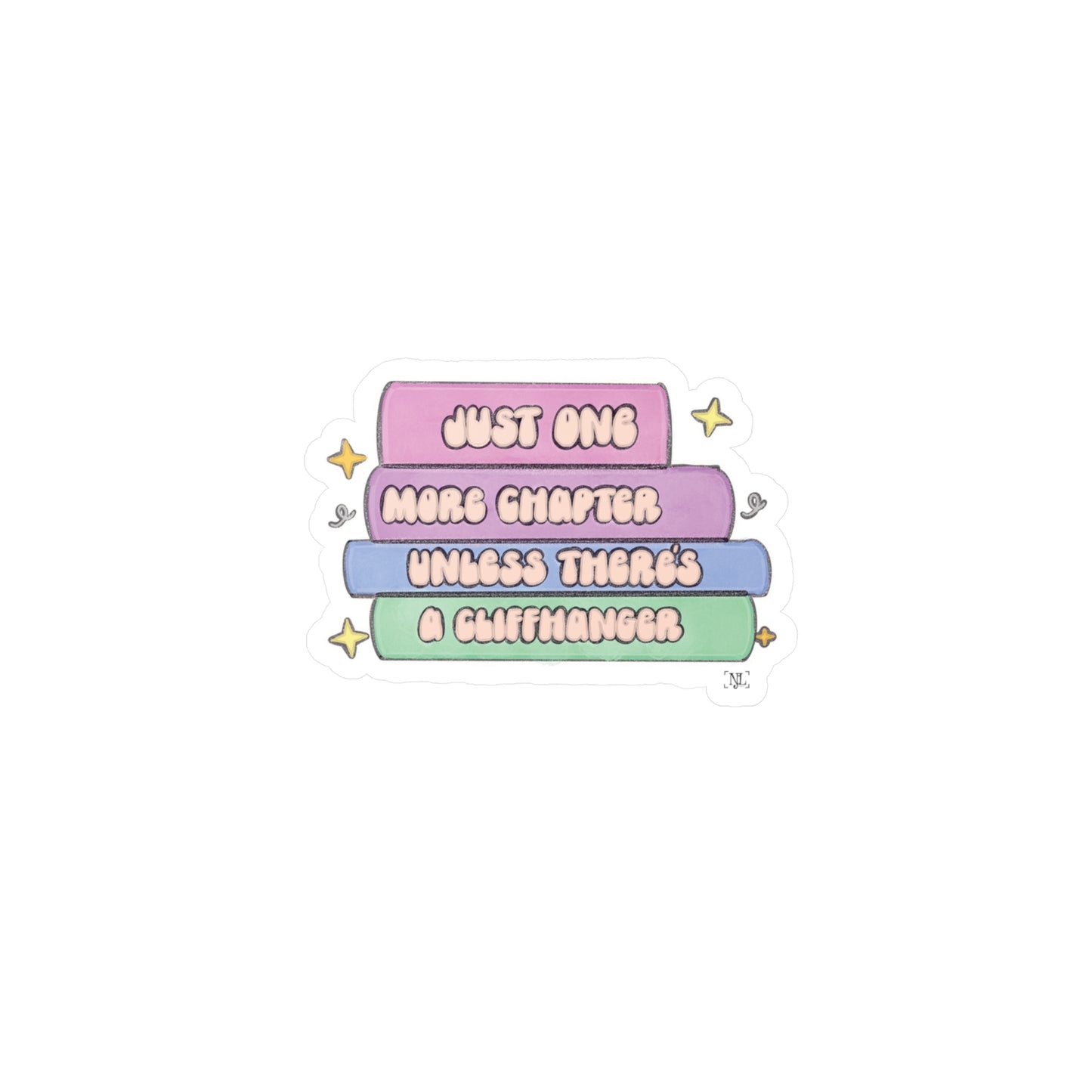 Book Lover Kiss Cute Vinyl Sticker — "Just One More Chapter"