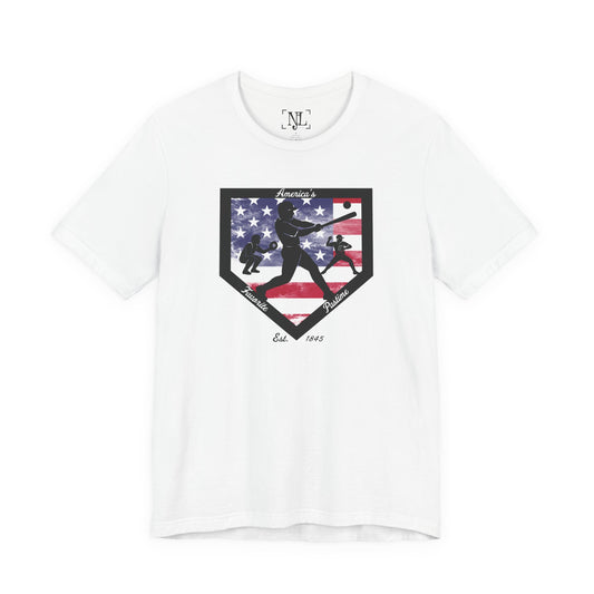 Baseball Home Plate USA Flag Tee — America's Favorite Pastime T-Shirt