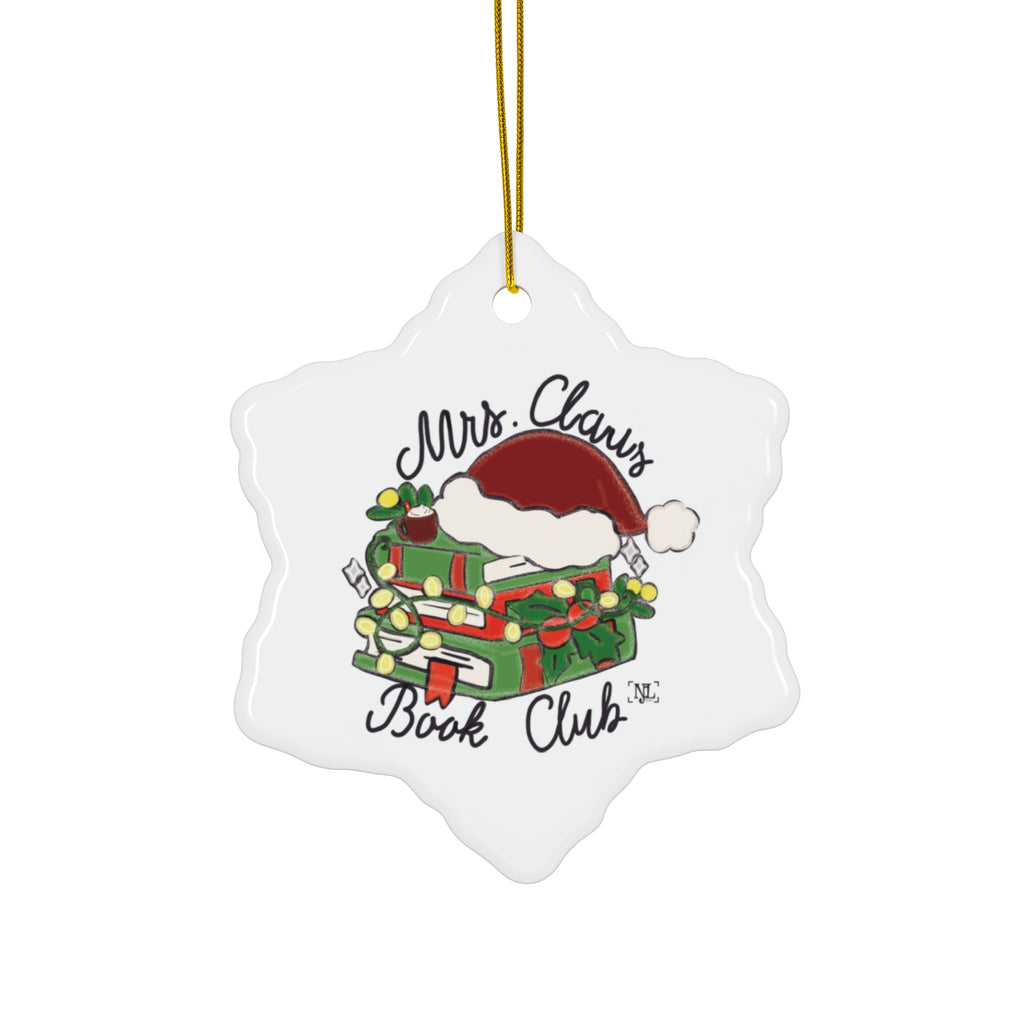 Mrs. Claus Book Club Ceramic Christmas Ornament