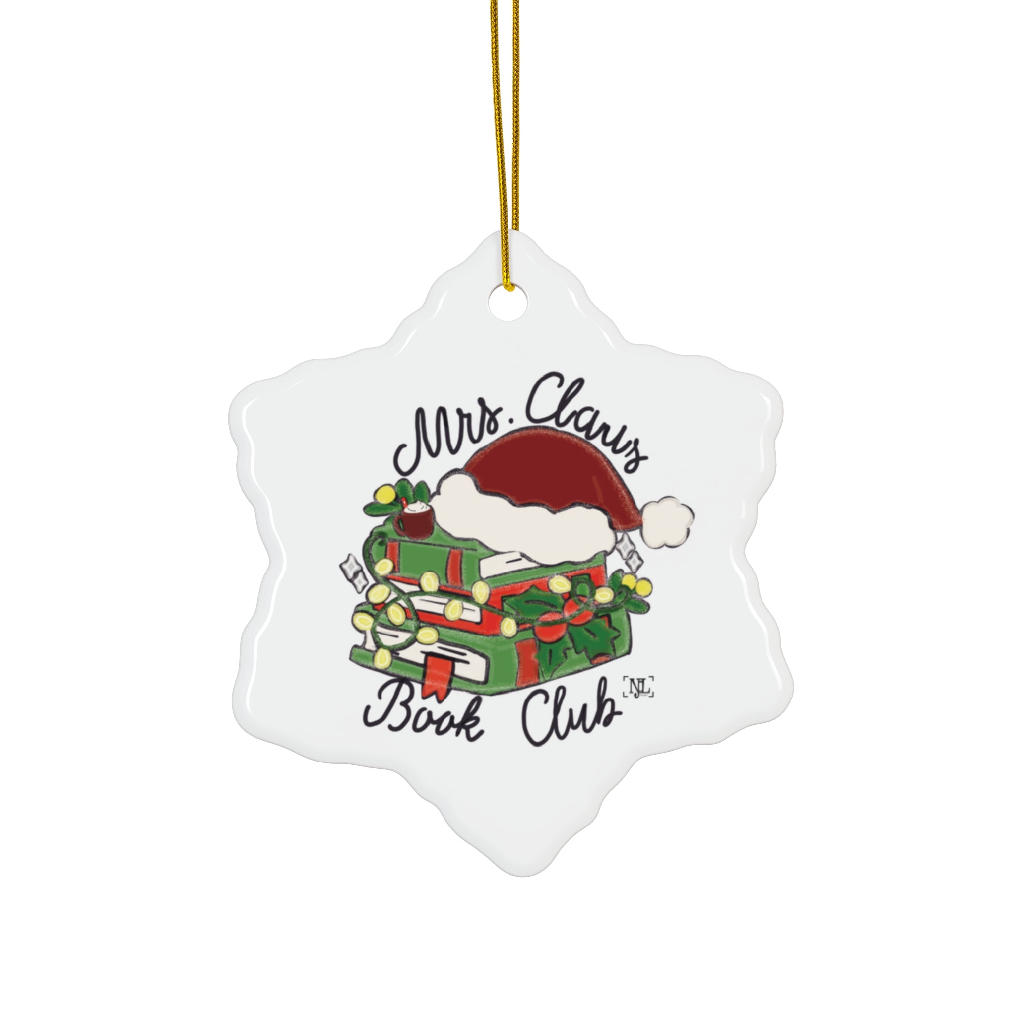 Mrs. Claus Book Club Ceramic Christmas Ornament